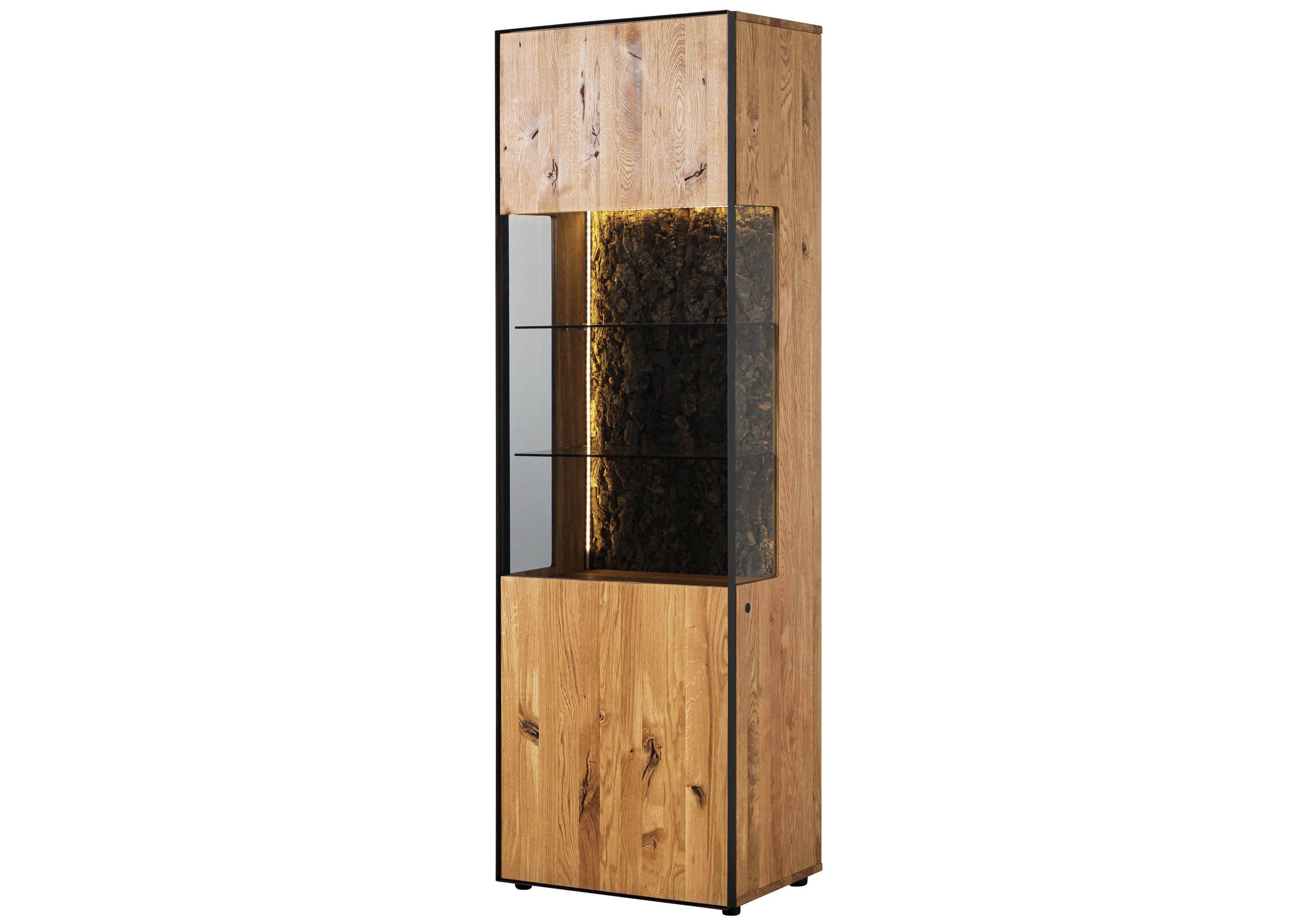 Massivmoebel24 Standvitrine #09 (Wildeiche 65x45x201 natur günstig online kaufen