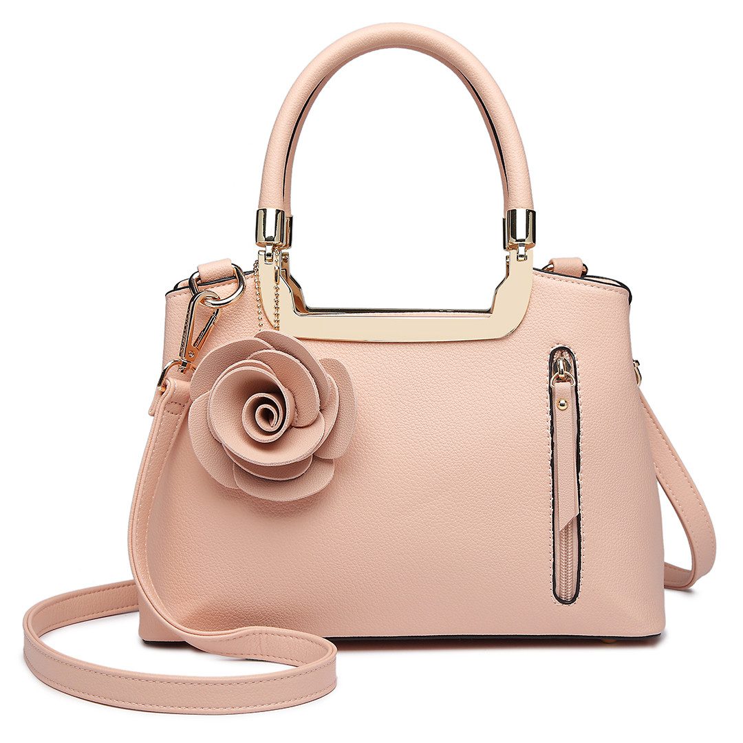 Handtasche Damen Blumen-Design Henkeltasche aus Kunstleder Elegante Umhängetasche
