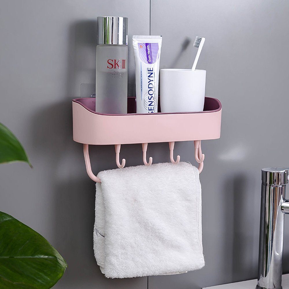 Haken,Duschkorb ohne Duschablage bohren,Duschregal rosa Shampoo, für LENBEST 1-tlg. mit Duschablage