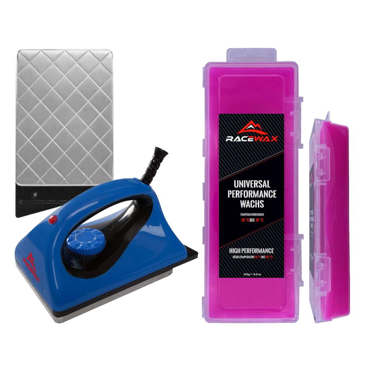 RaceWax Ski RaceWax Skiwax Set 2-teilig Wachsbügeleisen Universal Wachs Alpin