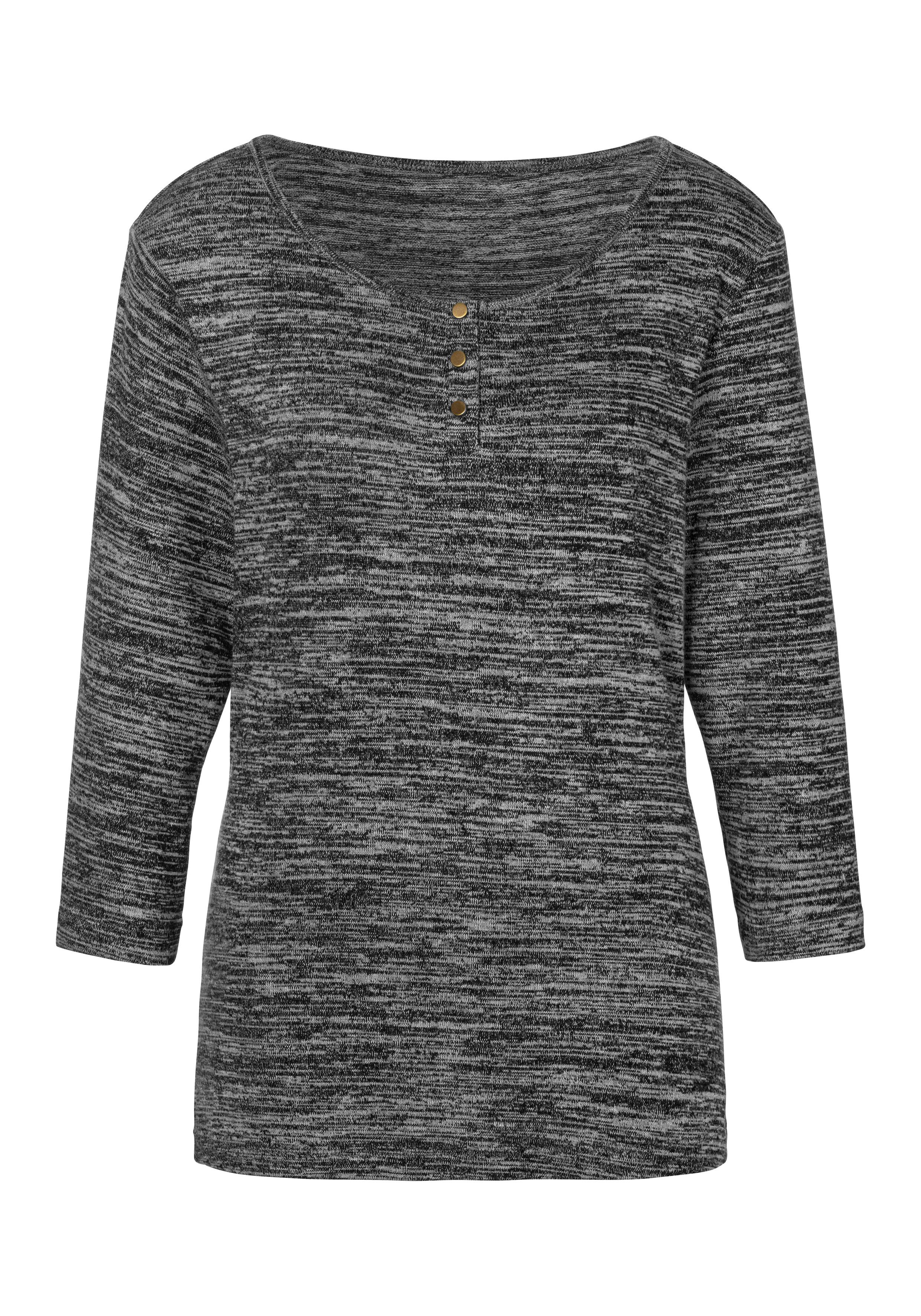 LASCANA 3/4-Arm-Shirt mit goldfarbenen Knöpfen aus weicher Viskose-Qualität günstig online kaufen