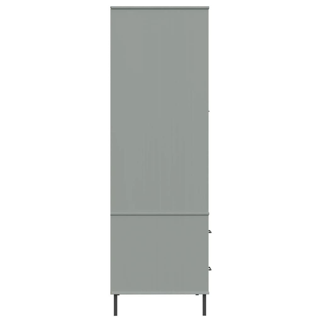Grau (1-St) Massivholz OSLO furnicato 90x55x172,5cm Kleiderschrank Metallbeine