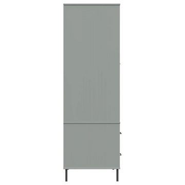 furnicato Kleiderschrank OSLO Metallbeine Grau 90x55x172,5cm Massivholz (1-St)