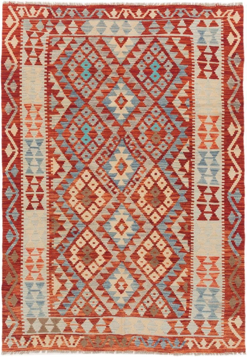 rechteckig, Afghan 3 mm Höhe: Trading, Orientteppich, 145x208 Nain Handgewebter Kelim Orientteppich