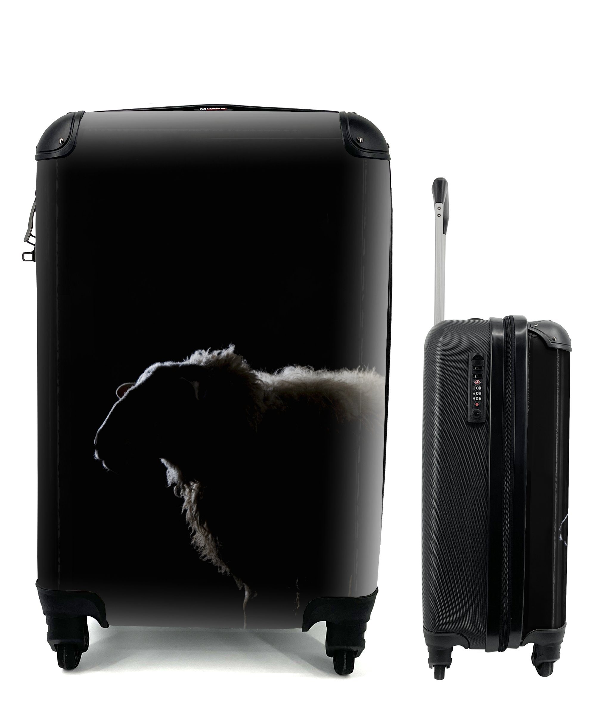 MuchoWow Handgepäckkoffer Schaf - Schatten - Tier, 4 Rollen, Reisetasche mit rollen, Handgepäck für Ferien, Trolley, Reisekoffer