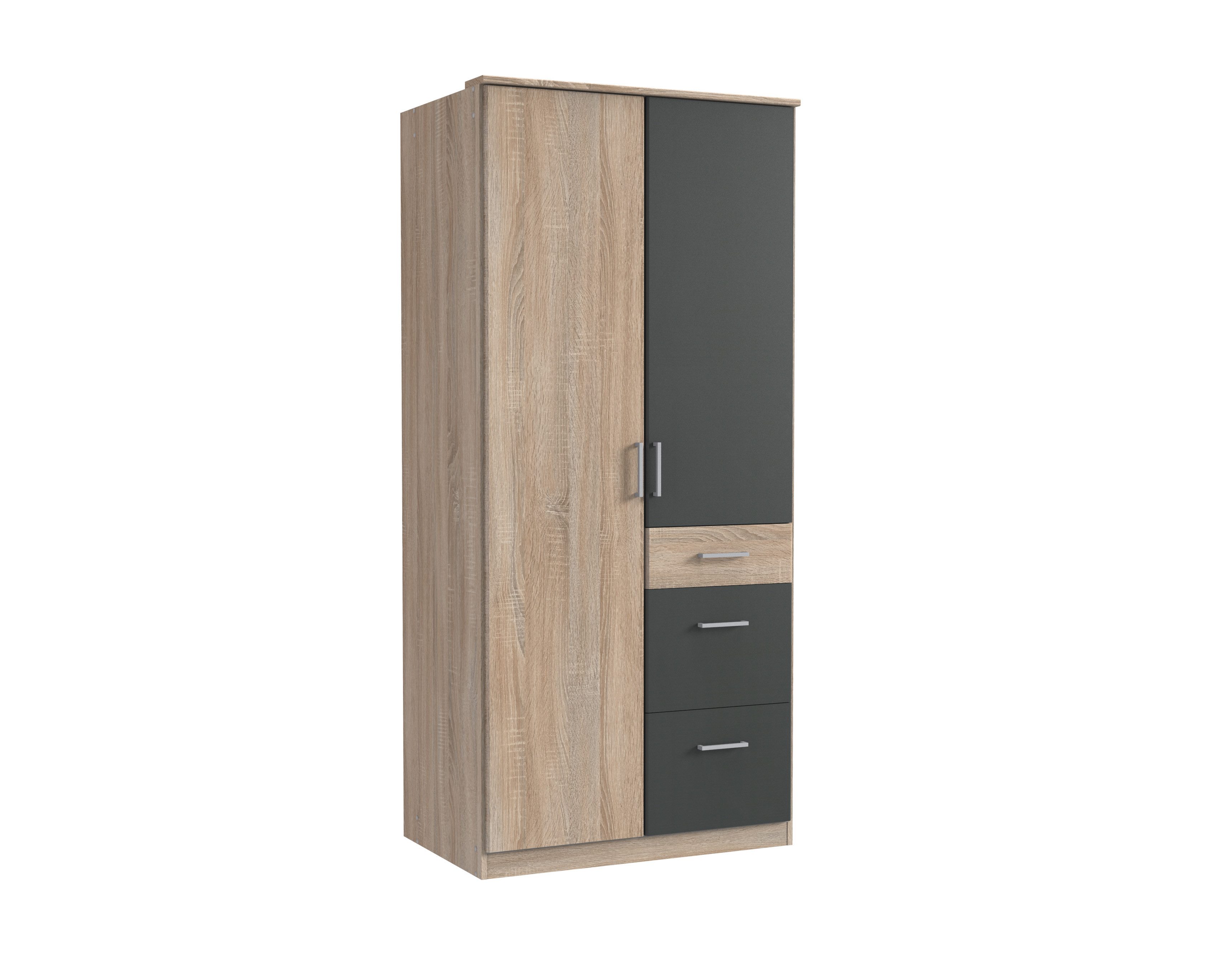 möbel-direkt.de Kleiderschrank Click in Eiche Sägerau mit Grafit (komplett, 1-St., Drehtürenschrank) Made in Germany