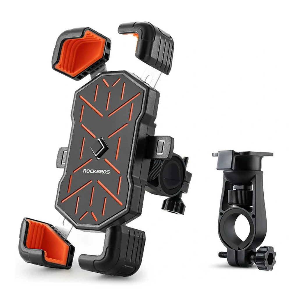 ROCKBROS Handy-Halterung Fahrradhalterung Lenkerhalterung Smartphonehalter, (bis 7.2 Zoll, Spar-Set, 1-tlg., bis 7,2 Zoll drehbar, 360° drehbar, Eckverriegelung, Silikonschutz)
