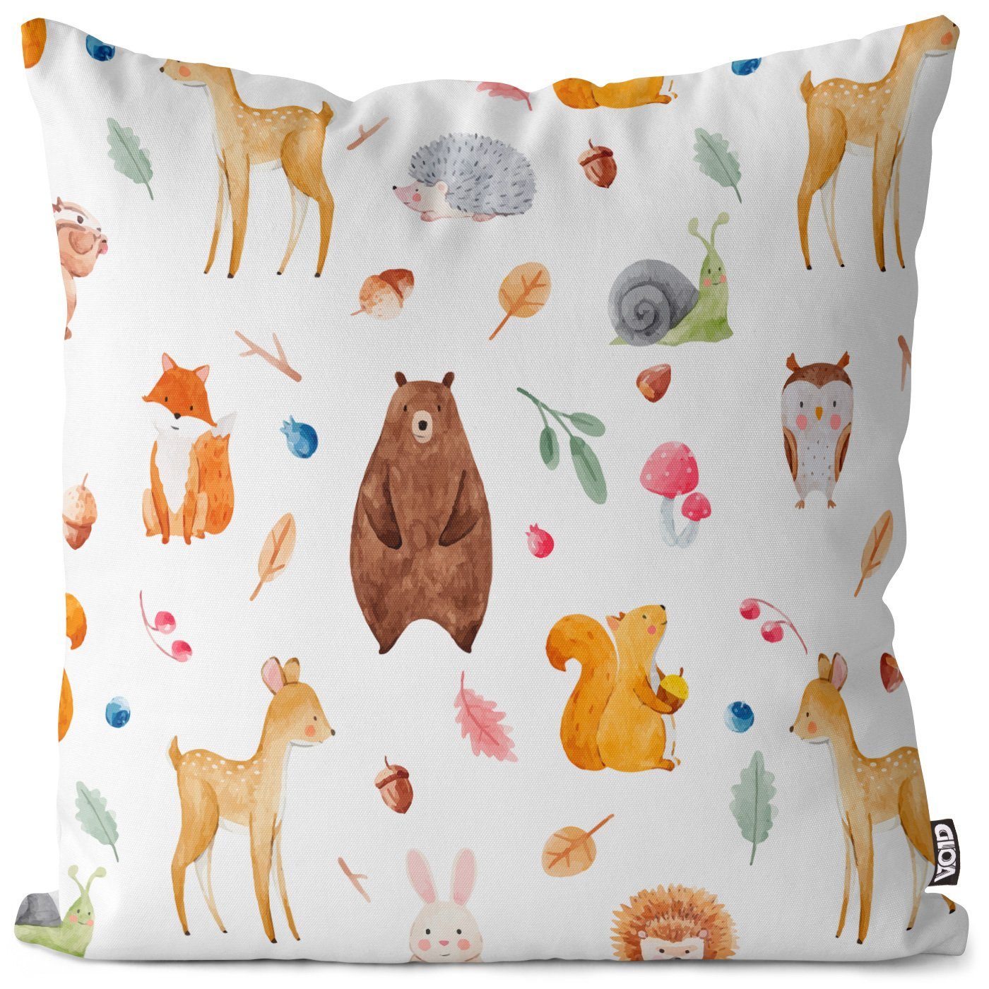 Stück), VOID Tiere Schnecke Babyzimmer Kissenbezug, Bär (1 Märchen Hase Wald Fuchs Reh Kinder Igel Bambi Eule Eichhörnchen Sofa-Kissen Baby Kinderzimmer