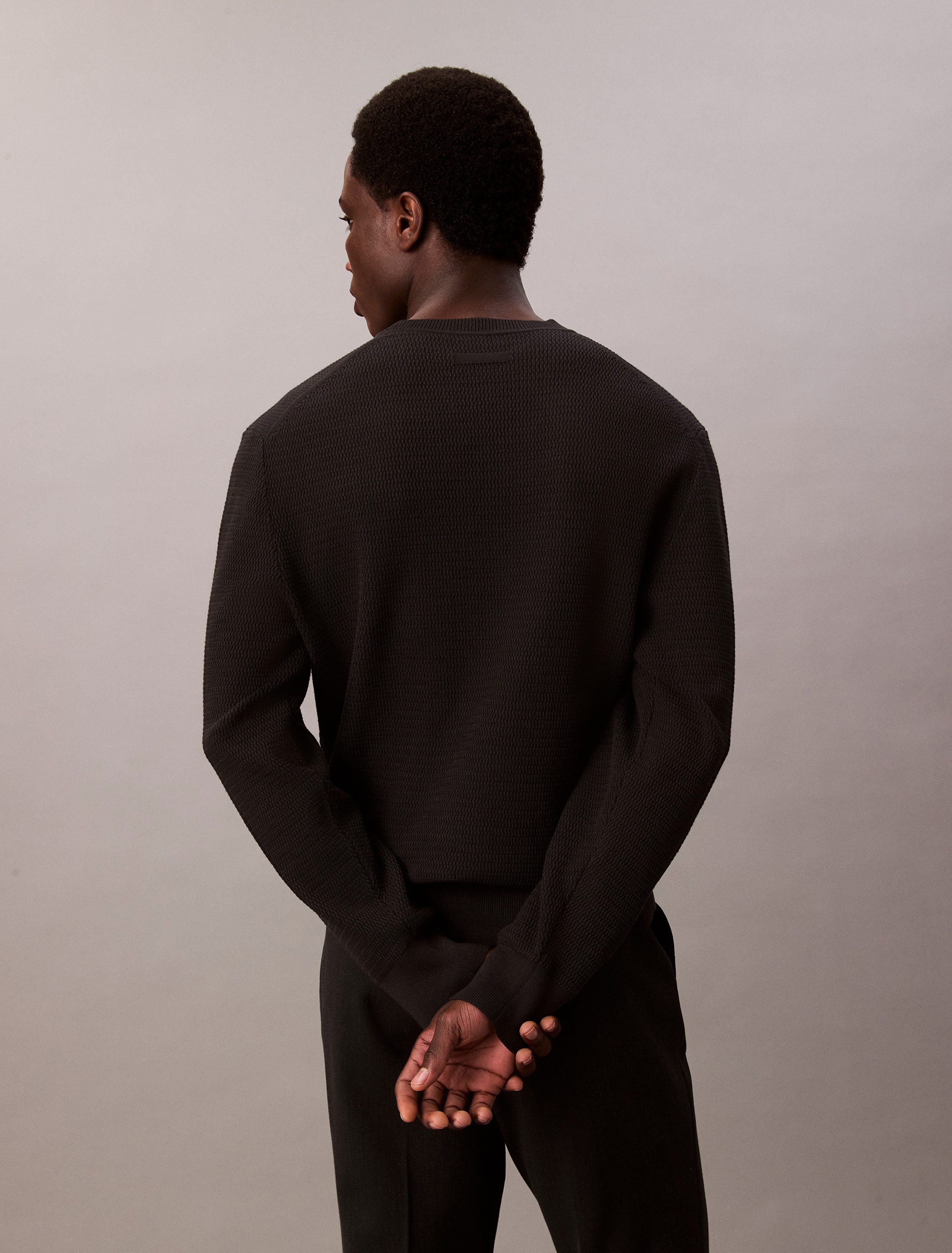 Calvin Klein Strickpullover LS TXTR CTTN CRWNK S Mit Rundhalsausschnitt