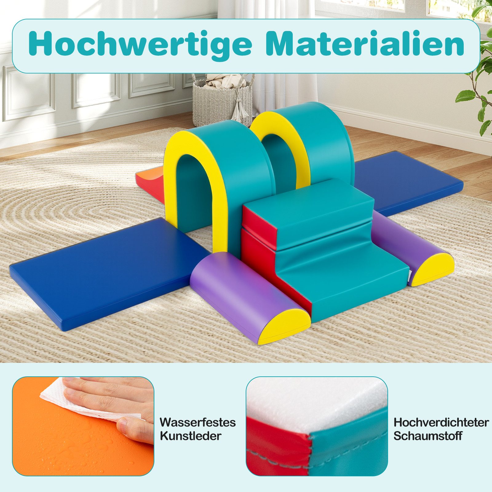 COSTWAY Spielbausteine, (10 St), Schaumstoff-Kletterset, für Kinder ab 1 Jahr