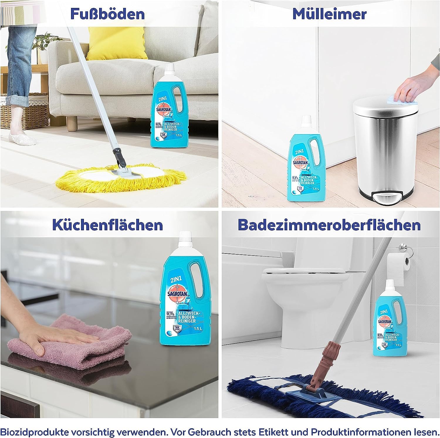 SAGROTAN Frischetraum 1,5l Allzweckreiniger (1-St. entfernt 99,9% der Bakterien für zuverlässige Boden- und Oberflächenreinigung)