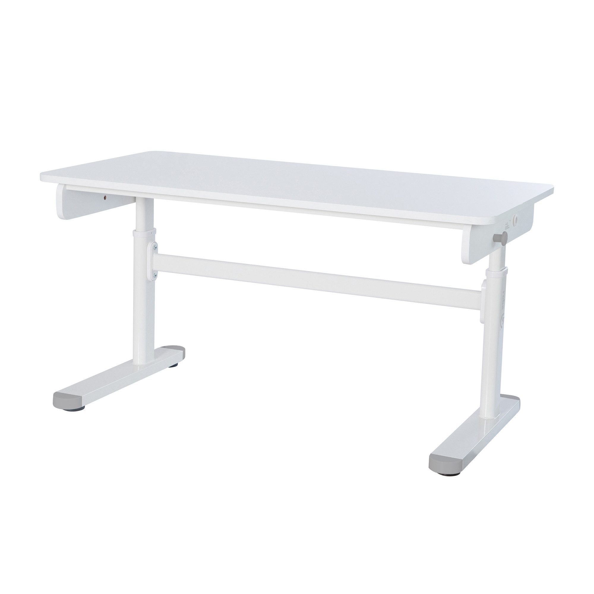 roba® Kinderschreibtisch Smart Grow - Schreibtisch für Kinder & Jugendliche - höhenverstellbar, ab 6 Jahren - abgerundete Ecken - stabil aus Metall & Holz - Weiß