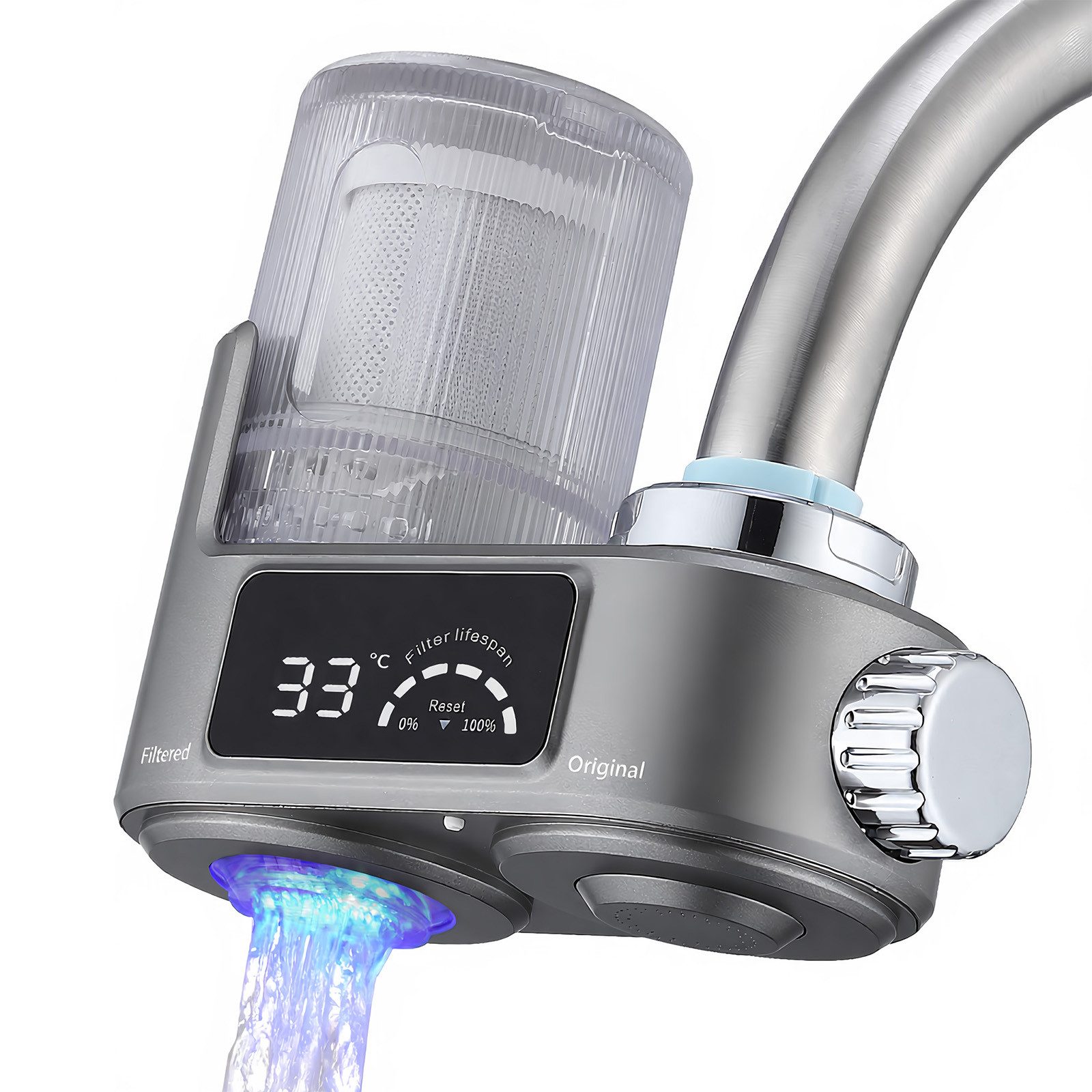 HOMELIVE Wasserhahnfilter Wasserhahn Wasserfilter mit Blaulicht Heimküchen Wasserfilter, Küche, entfernt Chlor, Schwermetalle, für Standard-Wasserhähne