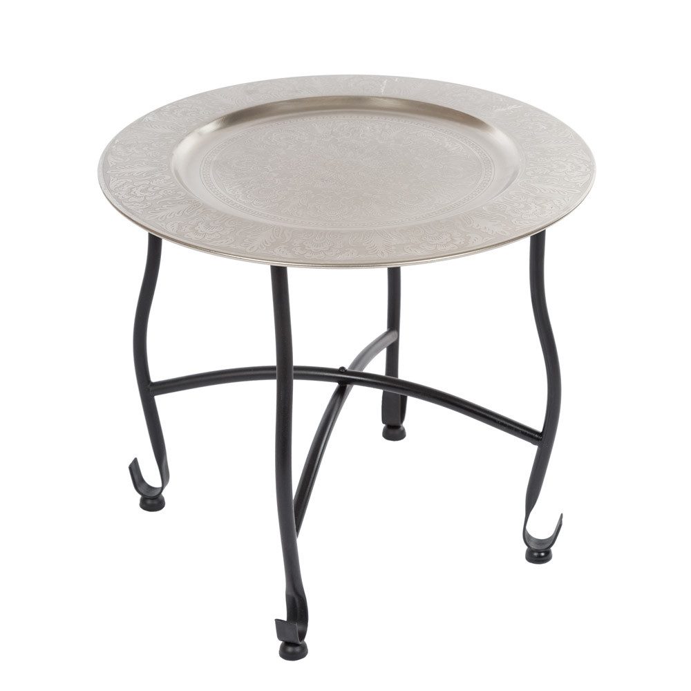 Myflair Möbel & Accessoires Beistelltisch Beistelltisch TEATIME silber schwarz orientalischer Teetisch aus Metal