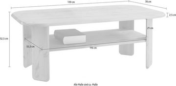 Home affaire Couchtisch Jayden 1, Breite 139 cm, aus massivem Kiefernholz