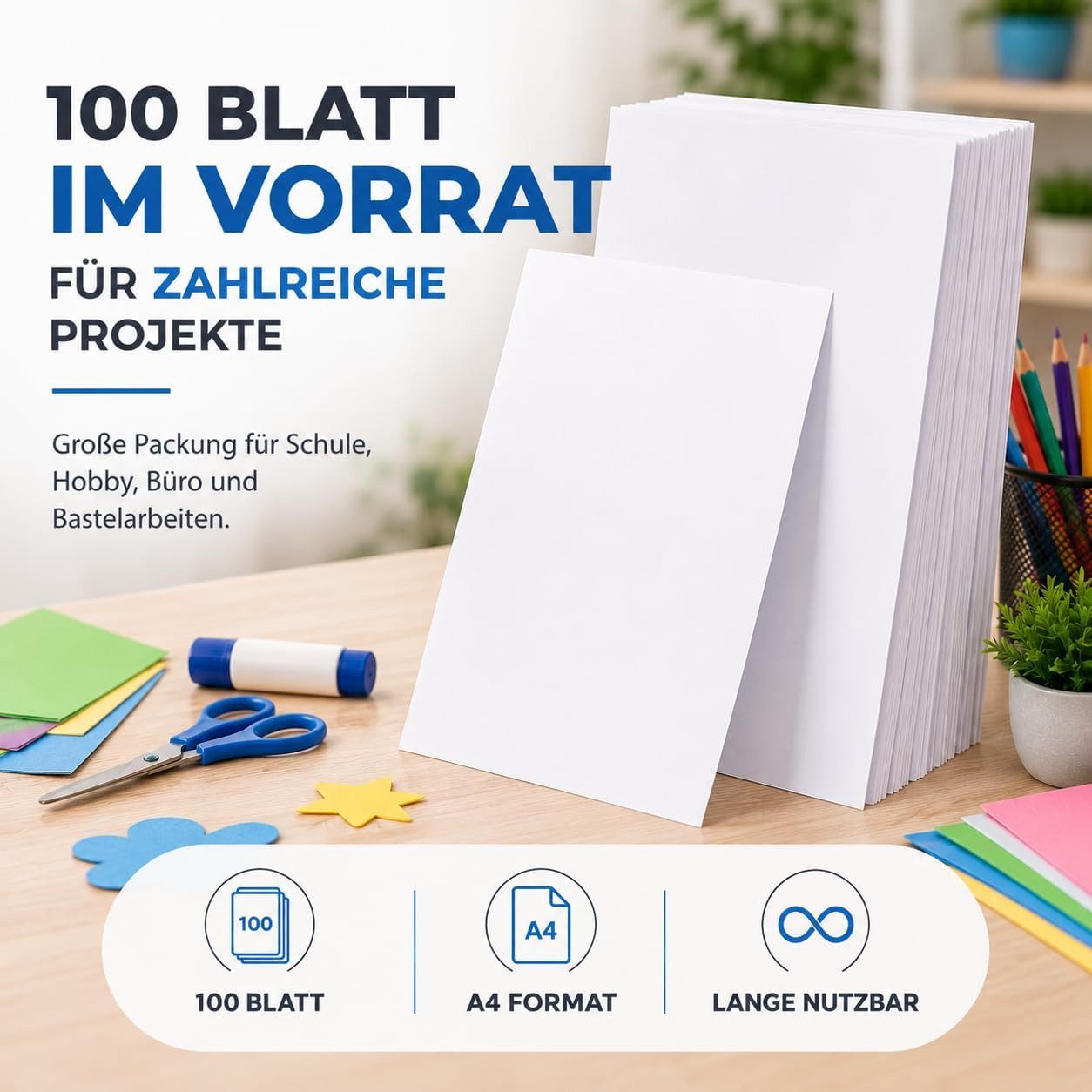 TK Gruppe Bastelkartonpapier 100x Blatt Tonpapier DIN A4 220 g/m² – Bastelpapier & Tonkarton