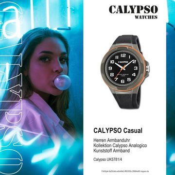 CALYPSO WATCHES Quarzuhr Calypso Herren Jugend Uhr Analog, (Analoguhr), Herren, Jugend Armbanduhr rund, Kunststoffarmband schwarz, Casual