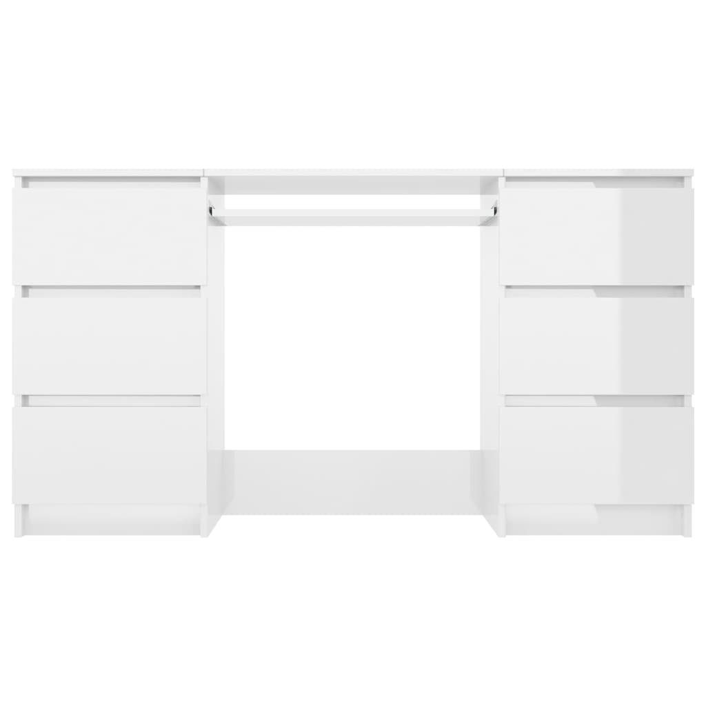 vidaXL Schreibtisch Schreibtisch Hochglanz-Weiß 140x50x77 cm | Holzwerkstoff Hochglanz-Weiß Hochglanz-Weiß