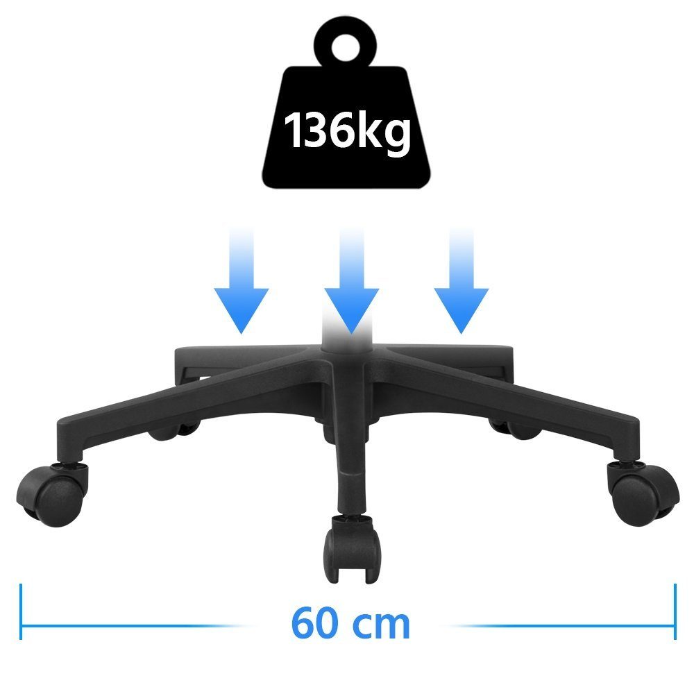 Yaheetech Bürostuhl Höhenverstellbarer Drehstuhl mit Schaukelfunktion, ergonomischer Schreibtischstuhl Arbeitsstuhl mit Netzrückenlehne – Bild 4 von 5