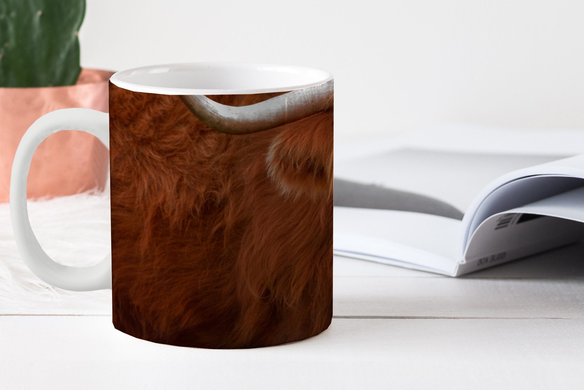 MuchoWow - Tasse Kaffeetassen, Schottischer Orange - Teetasse, Keramik, Tiere, Geschenk Teetasse, Becher, Highlander