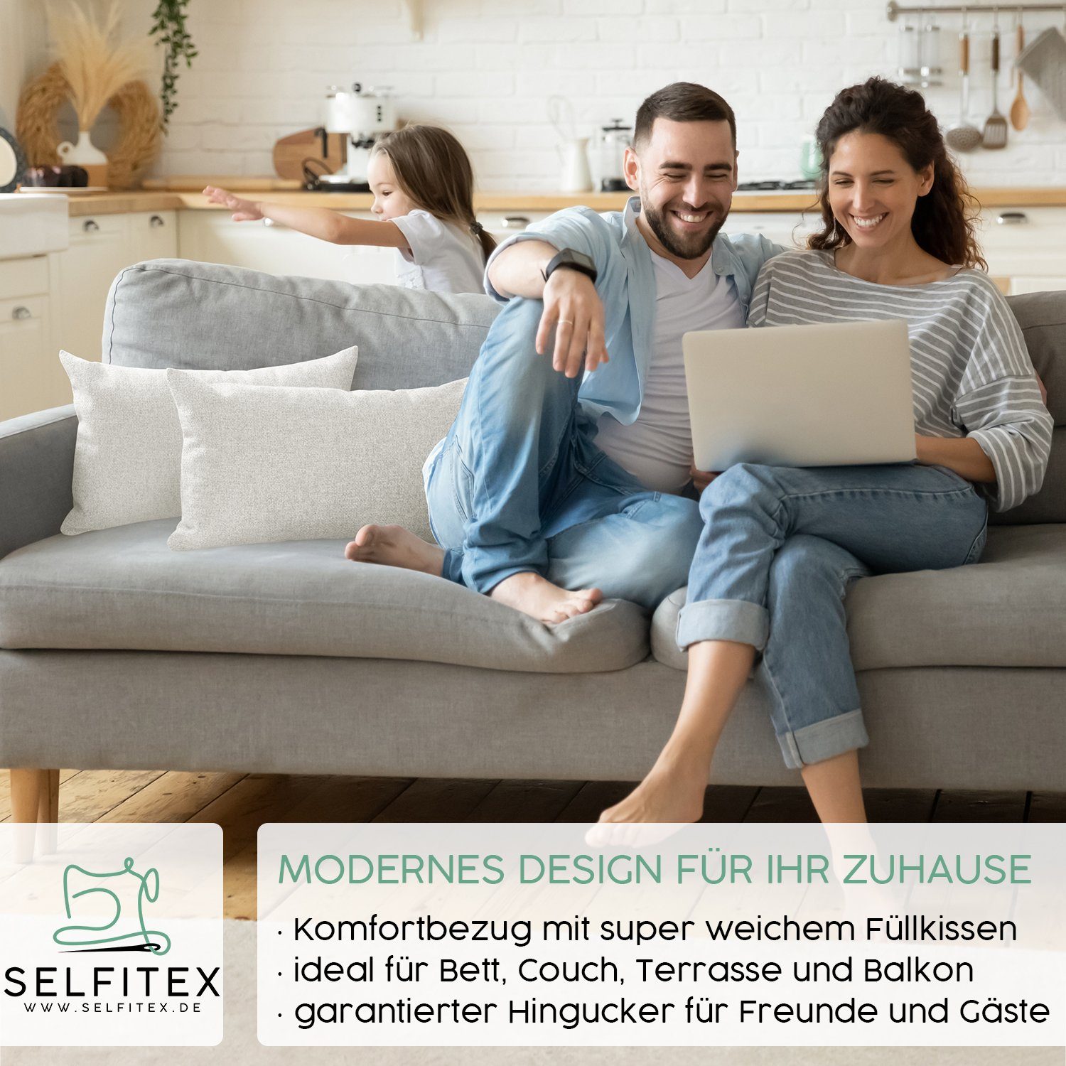 Selfitex Dekokissen 2er Set, 30x50/40x40/40x60/50x50 inkl. Füllkissen, Farb günstig online kaufen