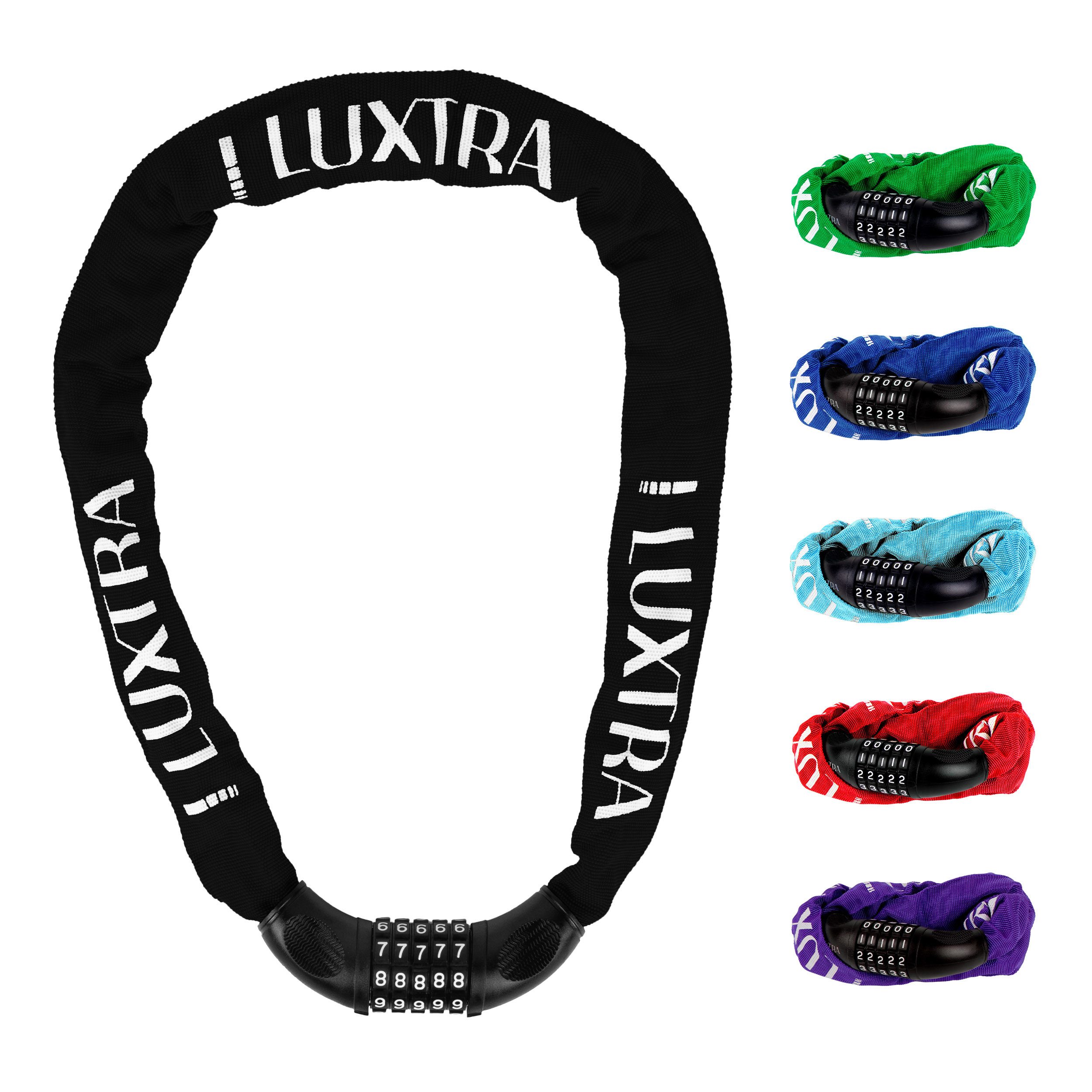 Luxtra Zahlenkettenschloss Fahrradschloss Zahlenkettenschloss mit Sicherheitscode, Schwarz, UV-beständige Nylonhülle