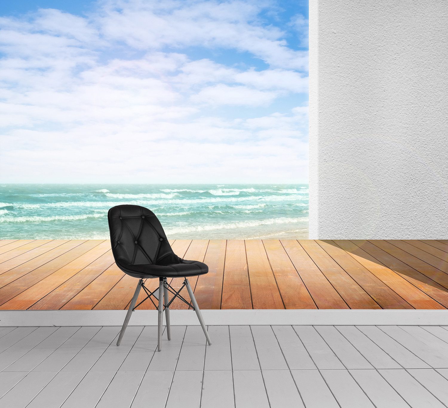 queence Fototapete 3D Optik am Meer, glatt, Meer, bedruckt, realistisch, Motiv, (4 St), Wandpaneele, selbstklebend, Tapete, Sticker, Wanddeko, XXL-Fotomotiv