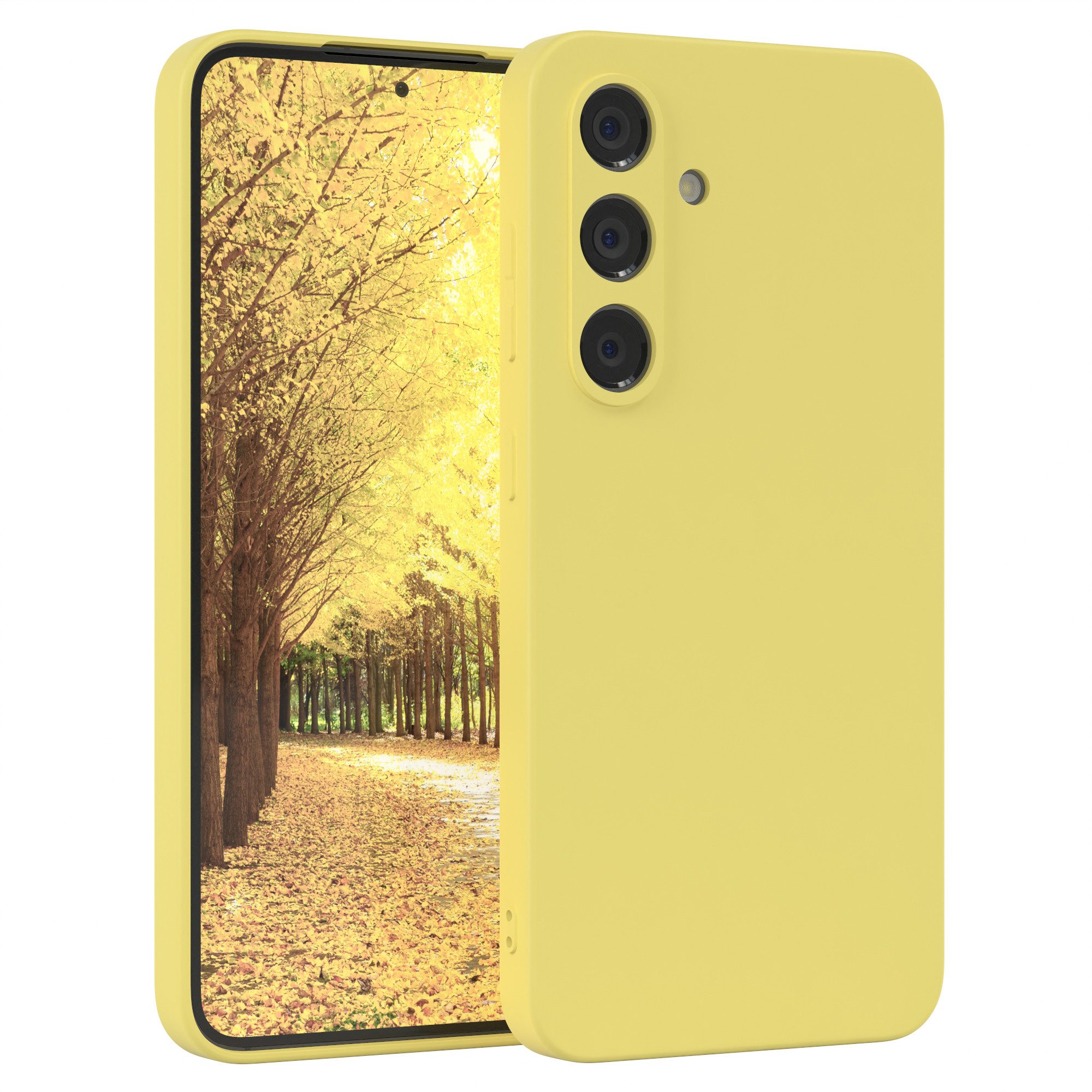 EAZY CASE Handyhülle für Samsung Galaxy S24 FE Hülle Silikon 6,7 Zoll, Handy Softcase stoßfest Hülle mit Kameraschutz Bumper Tpuhülle Gelb