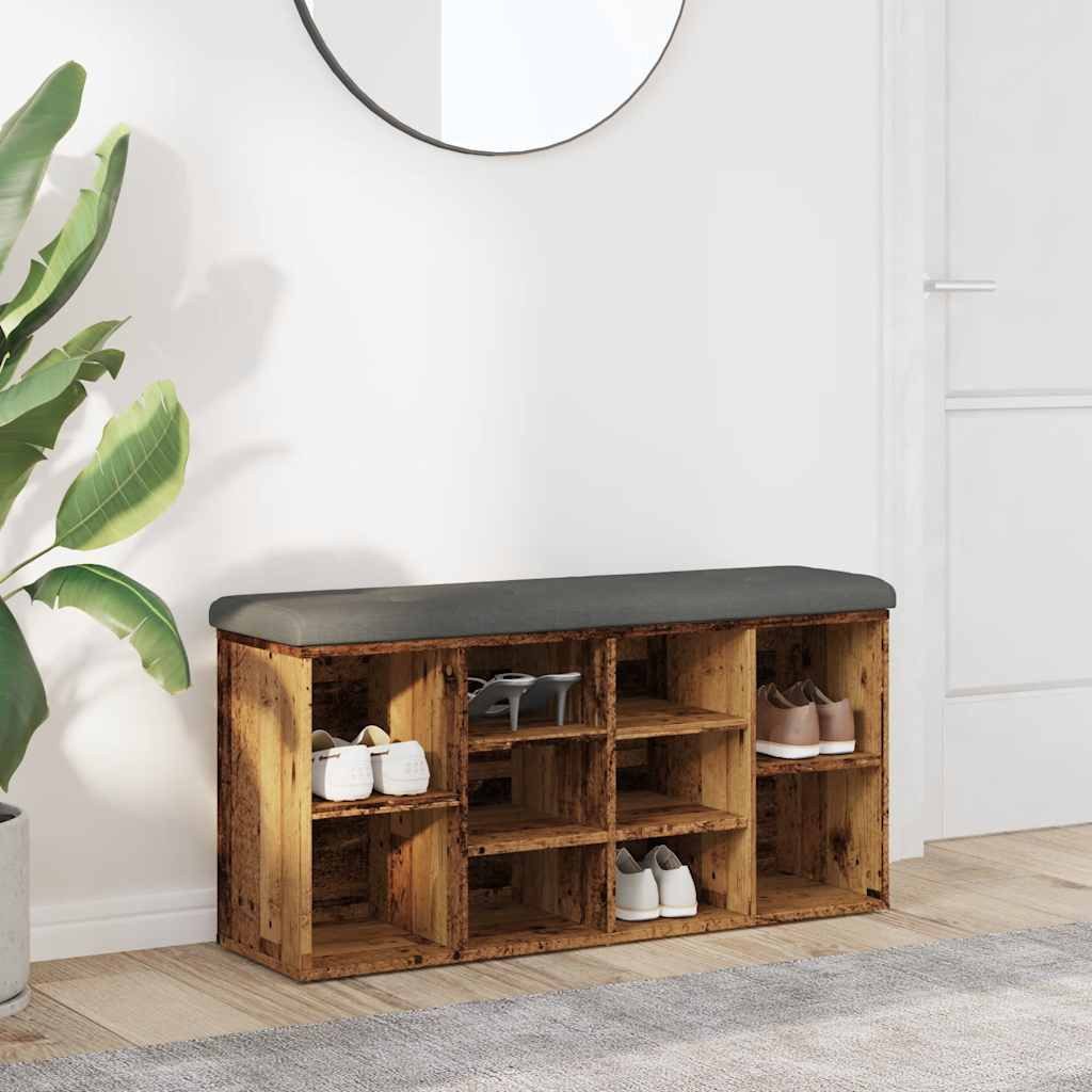 vidaXL Sitzbank Schuhbank Altholz-Optik 102x32x50 cm Holzwerkstoff