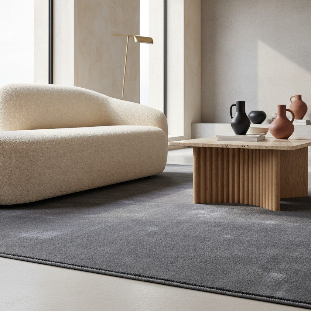 KADIMA DESIGN Teppich LECH Wohnzimmer Waschbar Schlafzimmer Wohnzimmerteppich Esszimmer Uni, Läufer, Höhe: 9 mm, Grau, 60x110 cm, Esszimmerteppich Fußbodenheizu – Bild 5 von 5