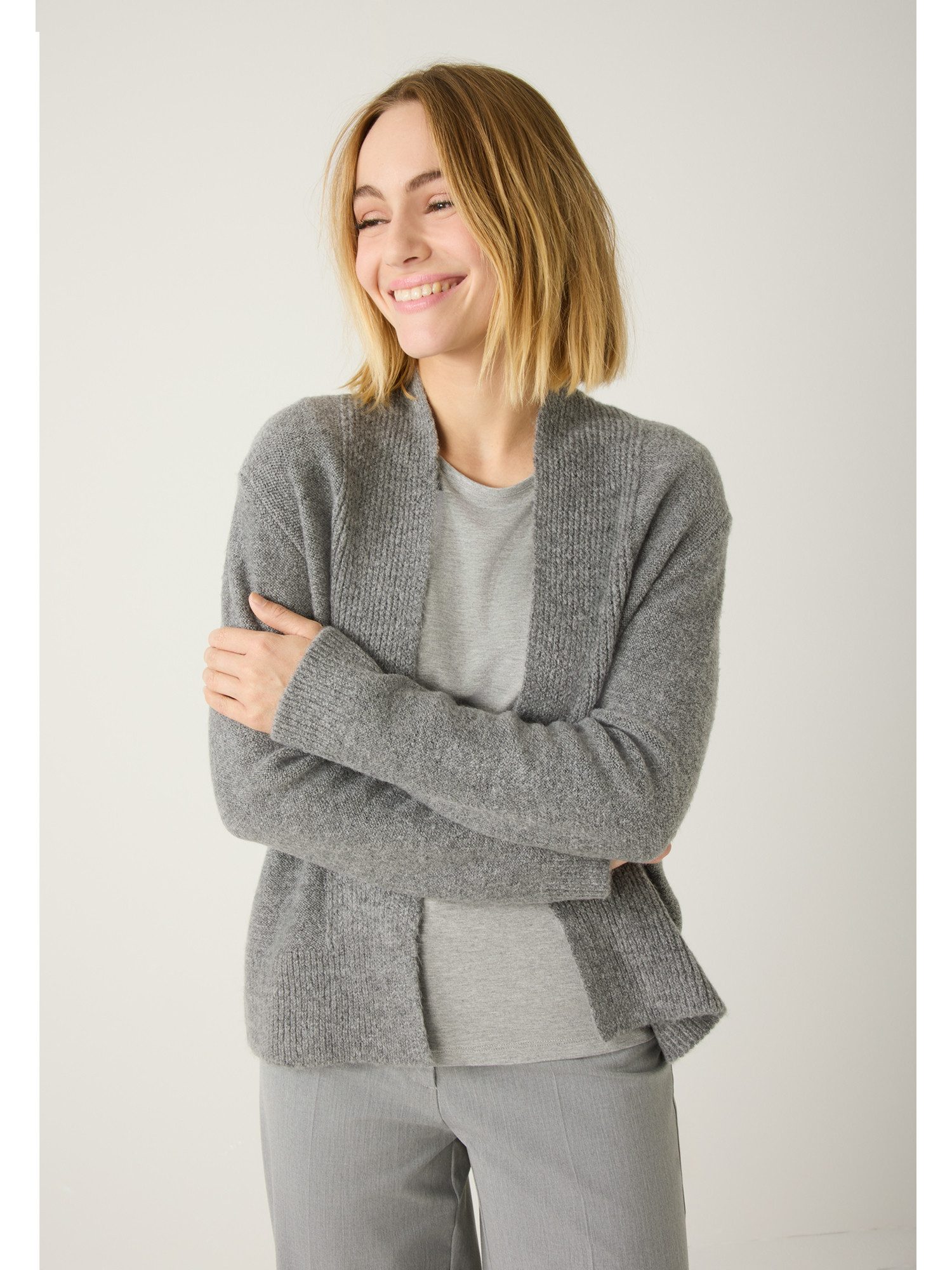 MORE&MORE Strickjacke Cardigan mit offener Front günstig online kaufen