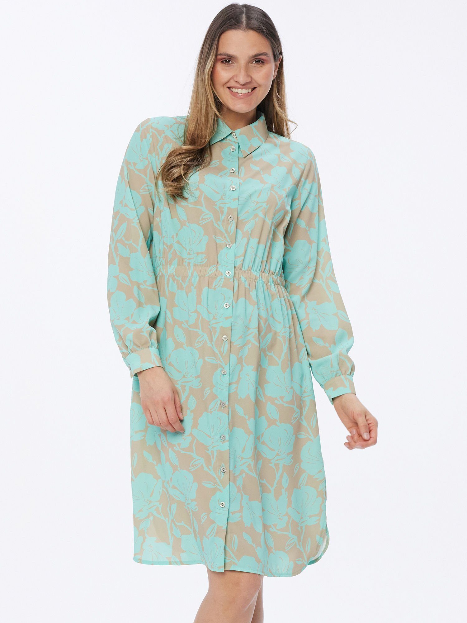 Georg Stiels Blusenkleid Longshirt mit gesmokter Taille und Blumenmuster günstig online kaufen