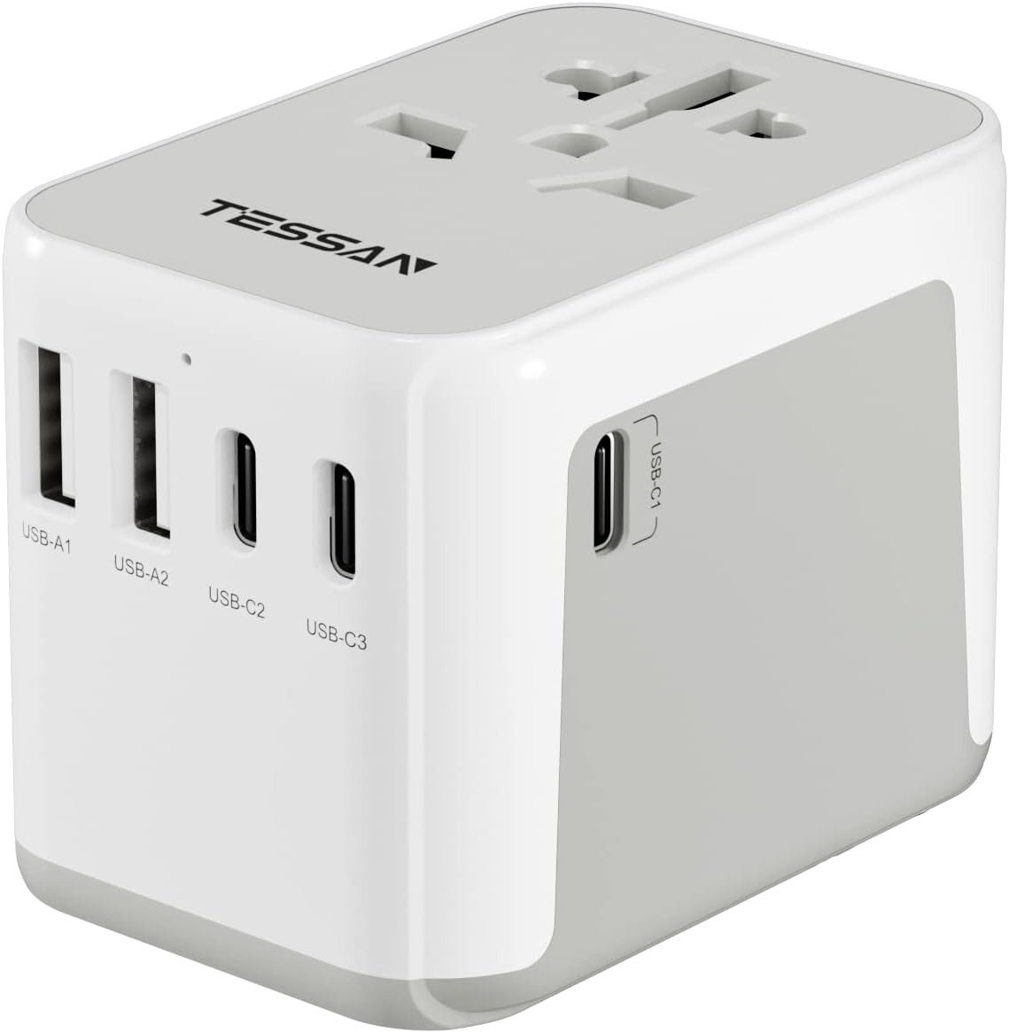Reiseadapter Weltweit Universal mit 2 USB und 3 USB C Reiseadapter