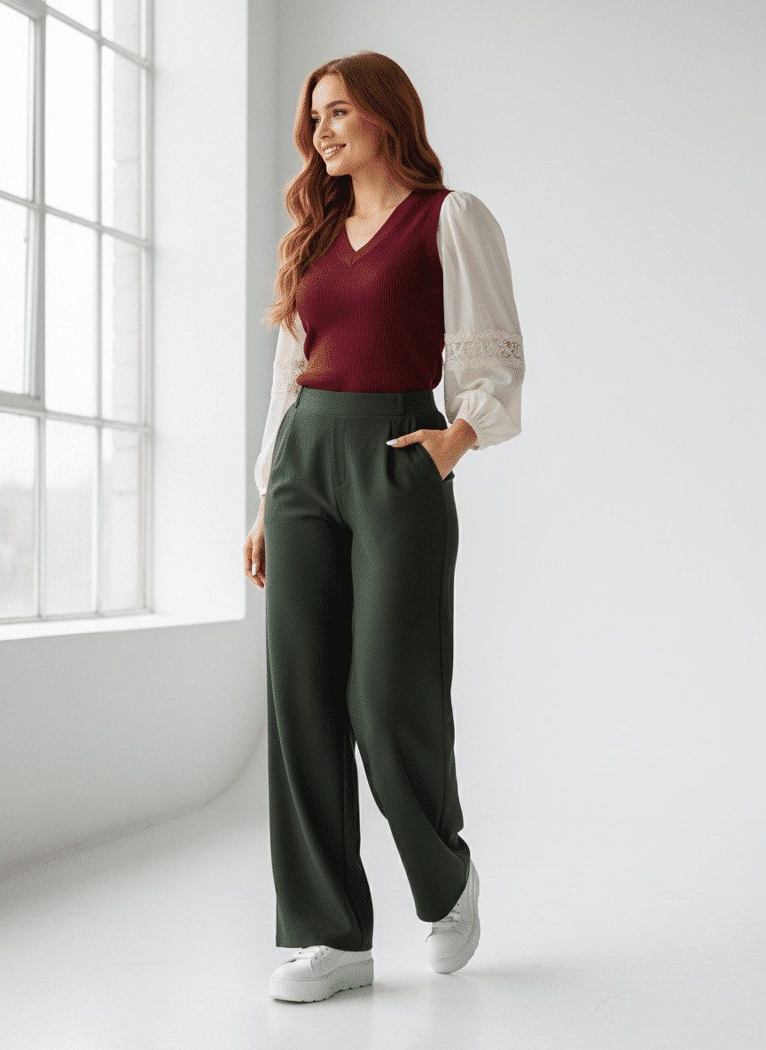 Schlupfhose Damen Schlupfhose Stoffhose moderne Freizeithose Stretchhose