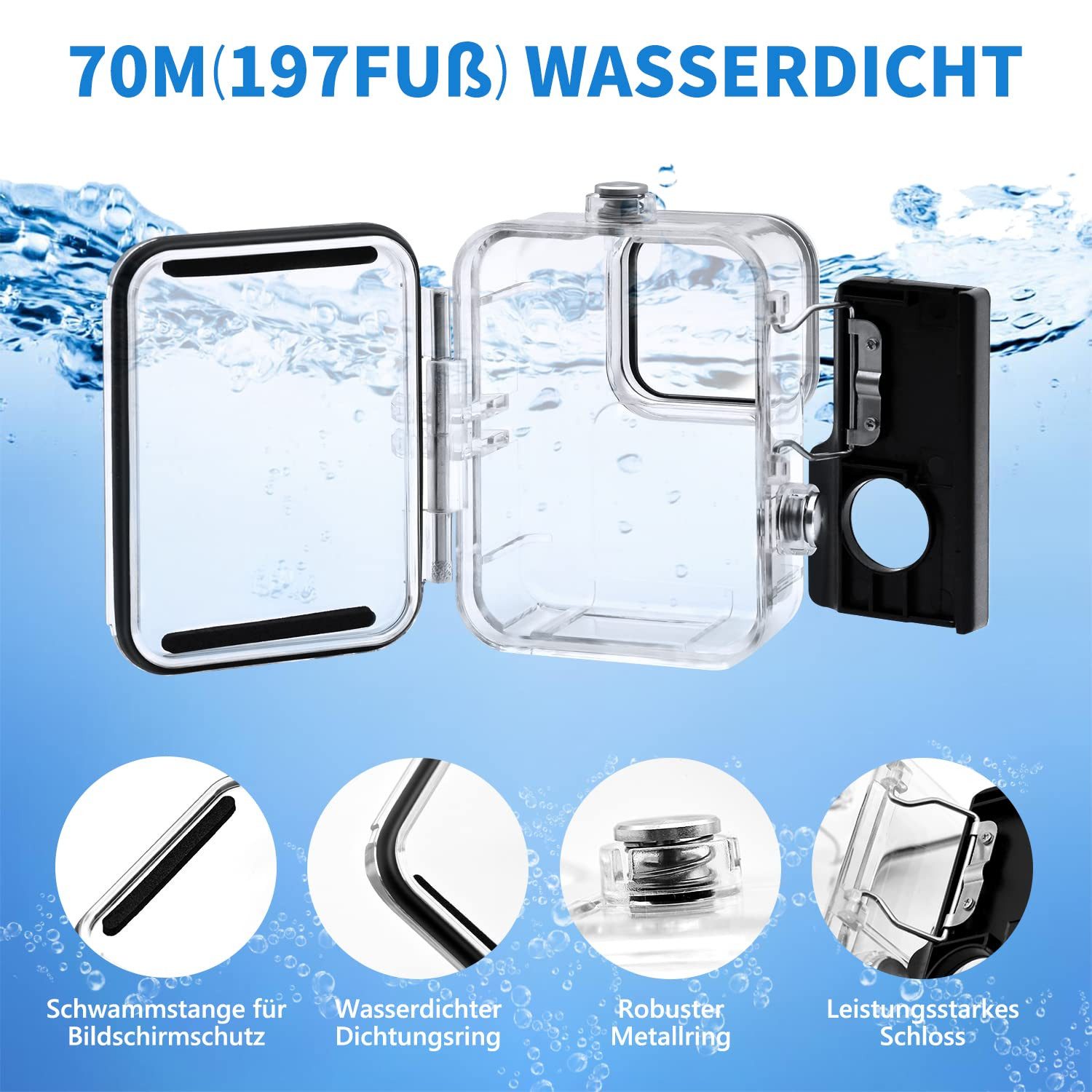 SURFOU Kamerazubehör-Set für GoPro Hero Zubehör mit wasserdichtem Gehäuse, Selfie Stick 55 in 1, (inkl. Schutzfolie, Silikonhülle, Fahrradhalterung, Schnorchelzubehör), Komplettes Zubehör Bundle für GoPro Hero 9/10/11/12 Action Kameras