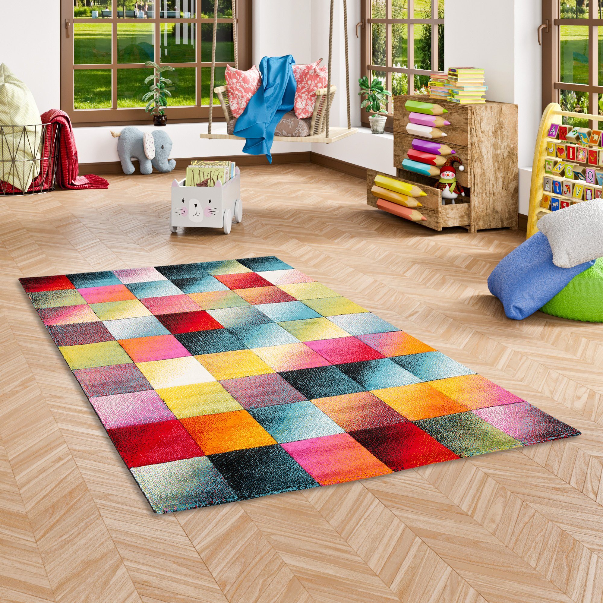 Pergamon Designteppich Designer Teppich Maui Modern Karo, Rechteckig, Höhe: 13 mm