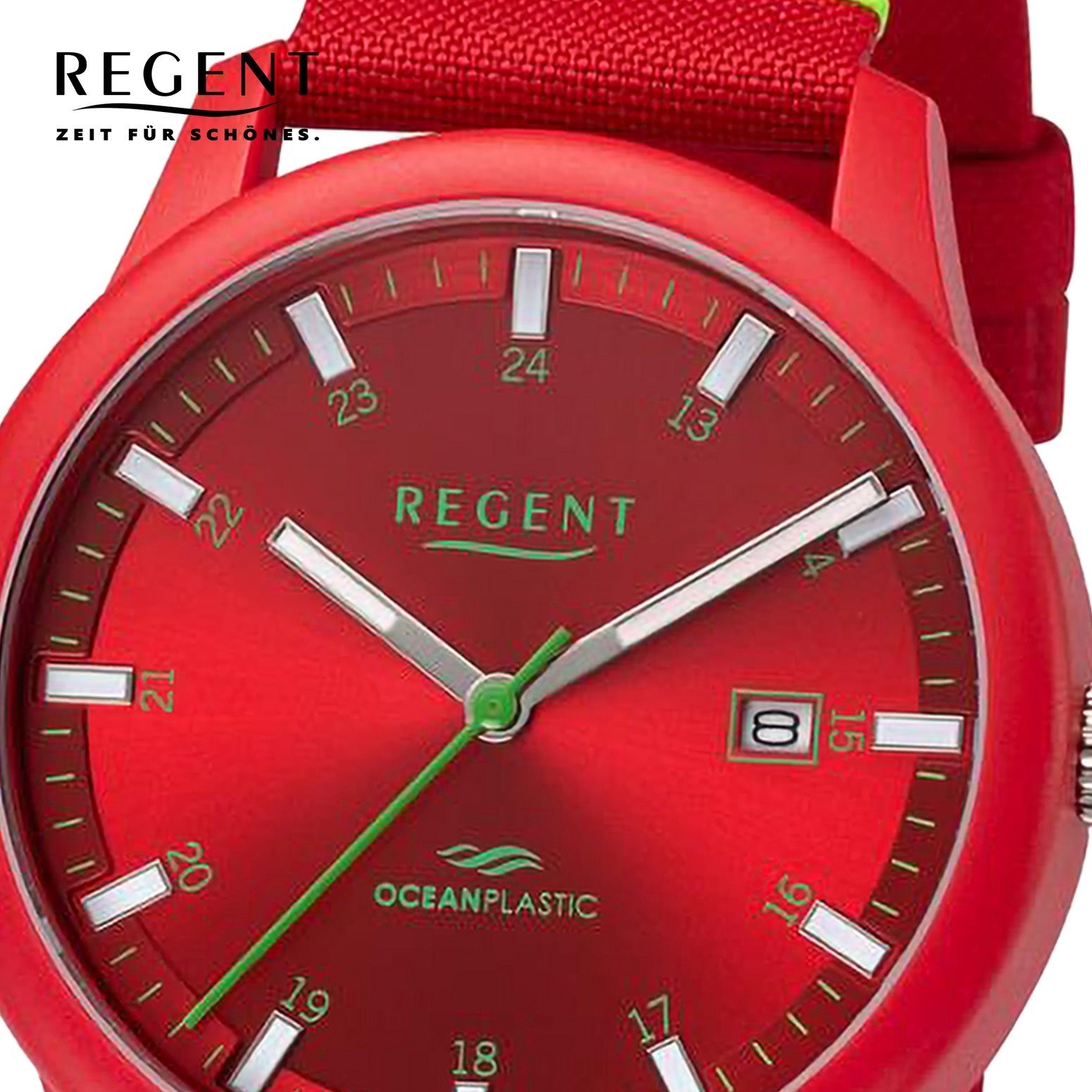 Regent Quarzuhr Regent Nylonarmband Herren Armbanduhr rund, Herren Armbanduhr 40mm), Analog, groß (ca. extra