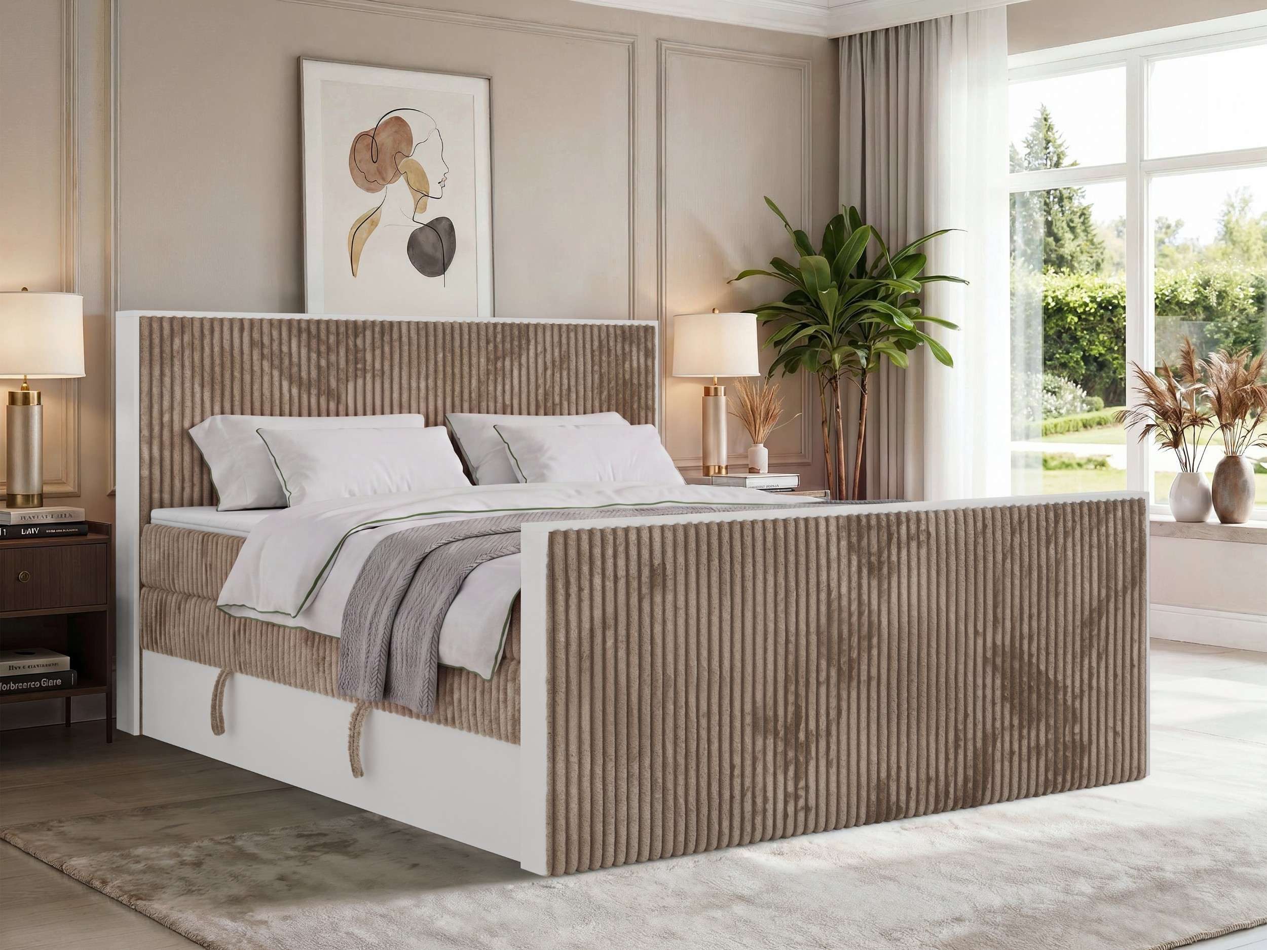MKS MÖBEL Boxspringbett TRAVIT KING DUO (Packung, Set, Bettkästen, Topper T25/Visco, H3/H4, 140-200x200 cm), Doppelbett, Multipocket-Matratzen, Boxspringbett, Kopfteil, Fußteil