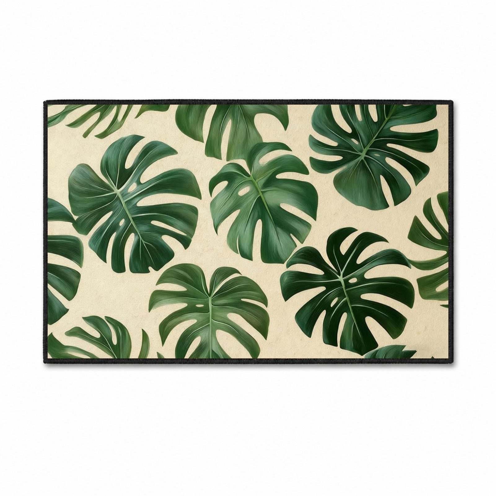 Jumpeak Teppich Teppich mit Monstera‑Blatt Motiv, tropisches Pflanzen‑Design, Rechteckig, Höhe: 5 mm, rutschfest, weich für Wohn‑ und Schlafzimmer