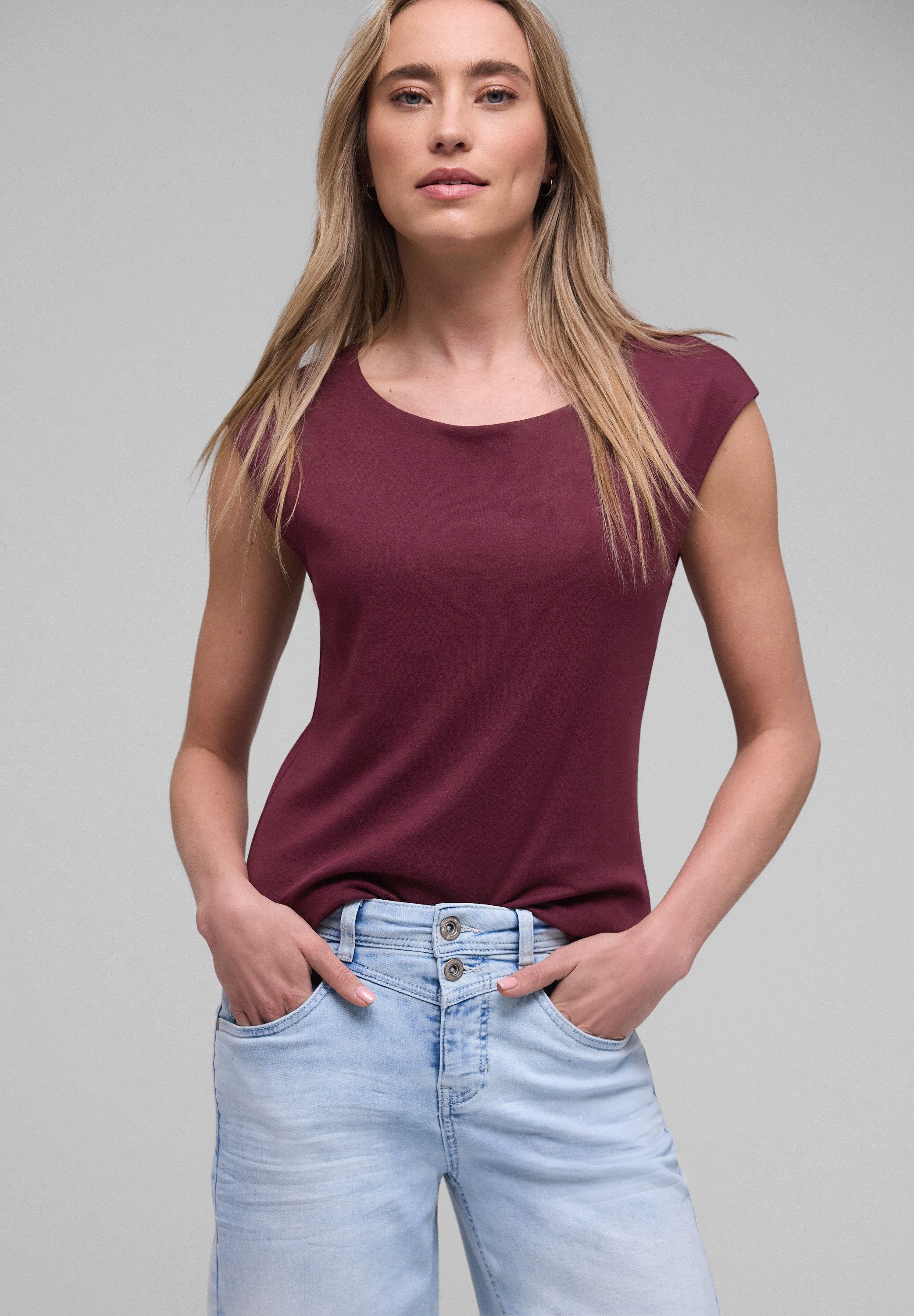 STREET ONE T-Shirt mit U-Boot-Ausschnitt
