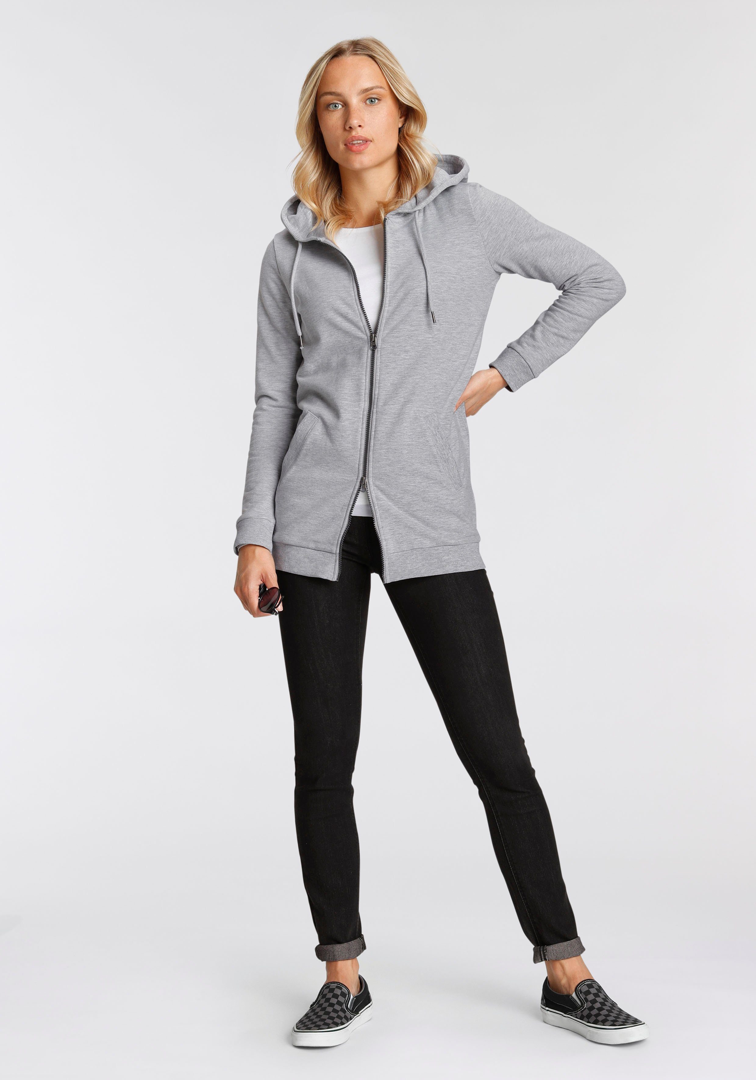 in Flashlights mit langer Sweatjacke hellgrau-meliert Form Zipper