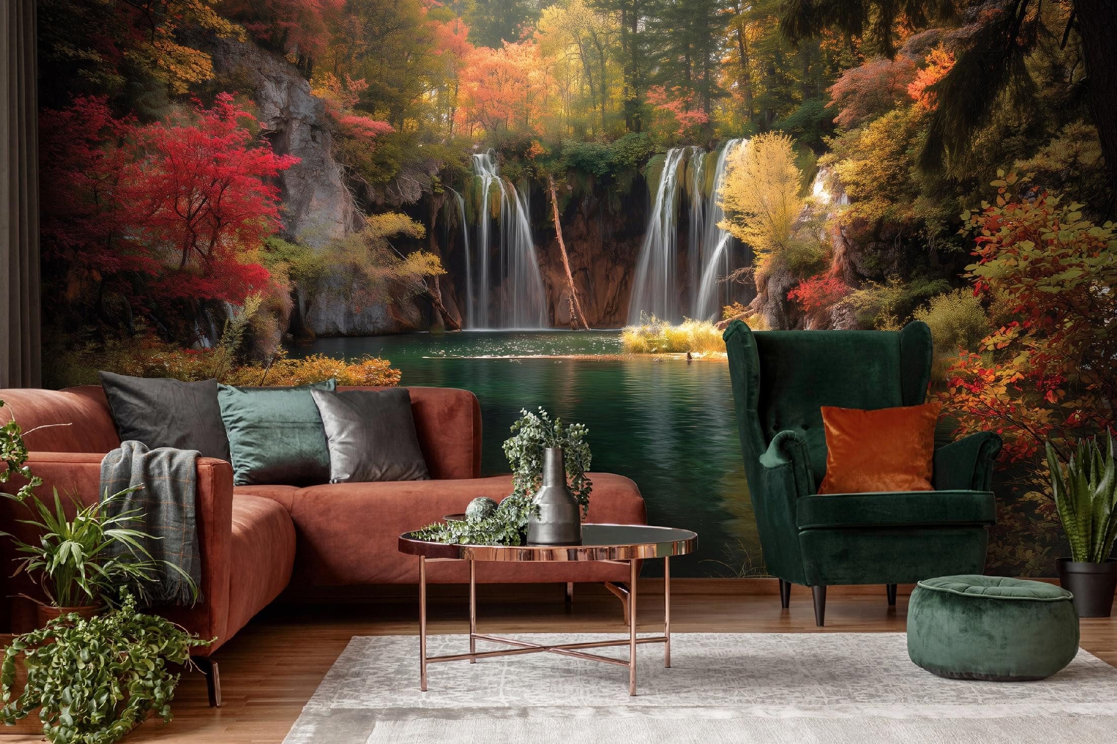 Wallarena Fototapete Wasserfall Vinyl strapazierfähig Schlafzimmer Wohnzimmer 368x254 cm, glatt, natürlich, 254 x 184 cm