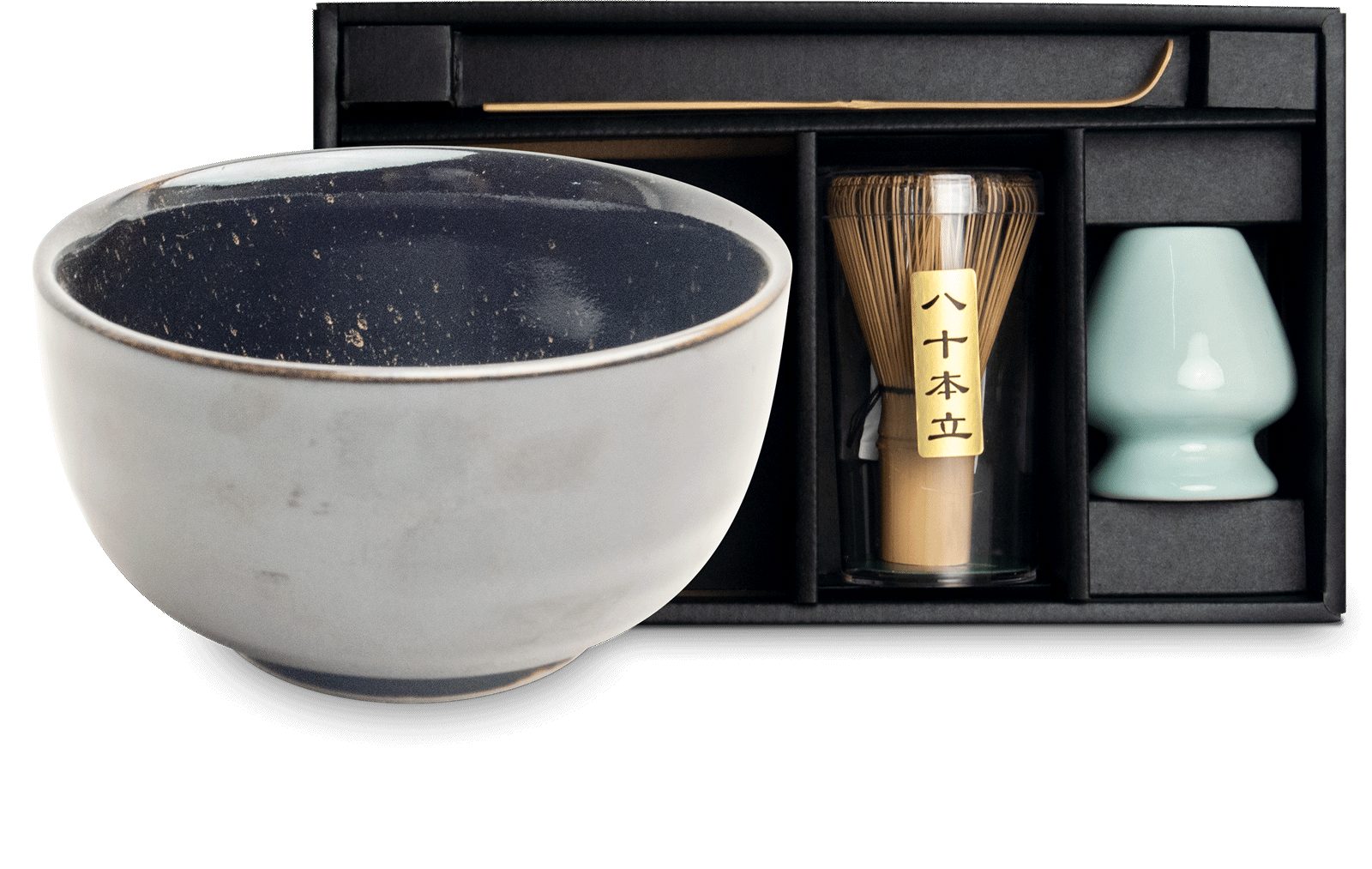 WestCraft Teeservice Matcha Set 4 tlg. Original japanische Matcha Schale mit Besen & Löffel (4-tlg), handgefertigt für eine authentische japanische Matcha & Tee-Zeremonie