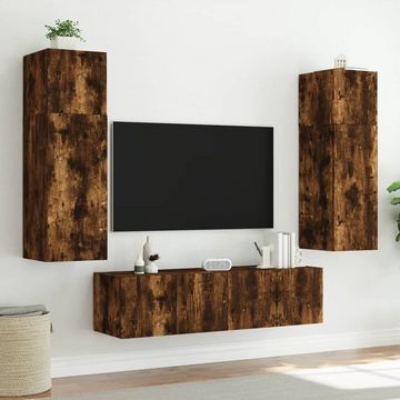 vidaXL TV-Wand 6-tlg. Wohnwand mit LED-Beleuchtung Räuchereiche Holzwerkstoff, (1-St)