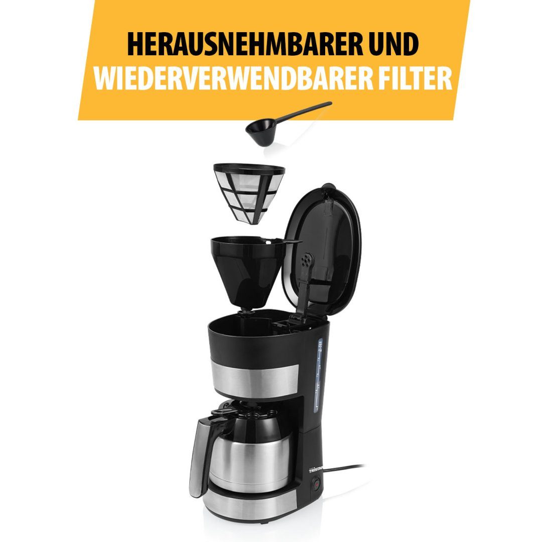 Tristar Kaffeebereiter CM-1283, 900W – Doppelwandiger 1-l-Edelstahlbehälter