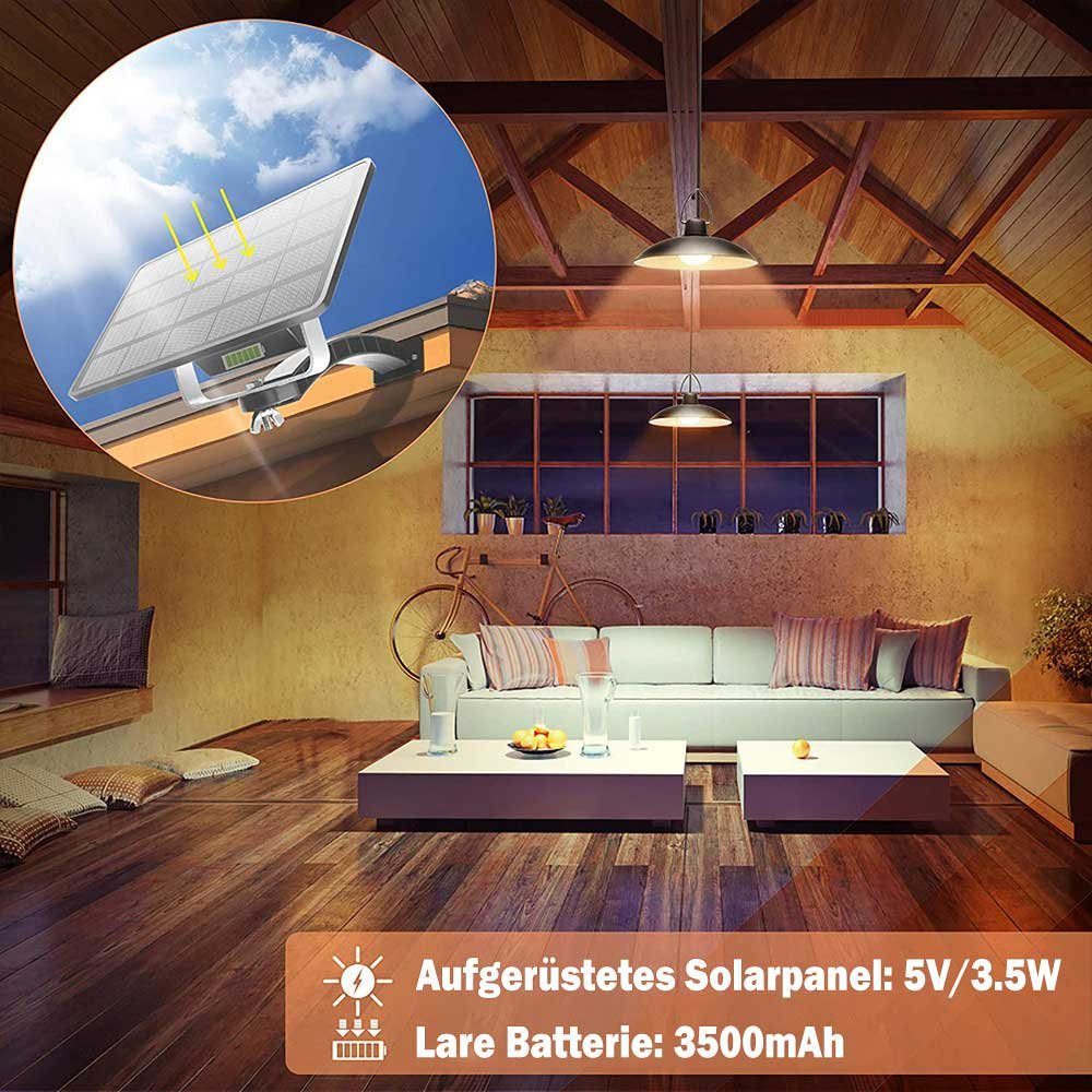 Außen LED Wasserdicht, Hof 2 IP65 Veranda Tageslichtweiß, Warmweiß, Pendelleuchte, LED Garage Pendelleuchte Fernbedienung, Lichtsensor, mit Sunicol Solar Kopf für ohne Vintage, Laden