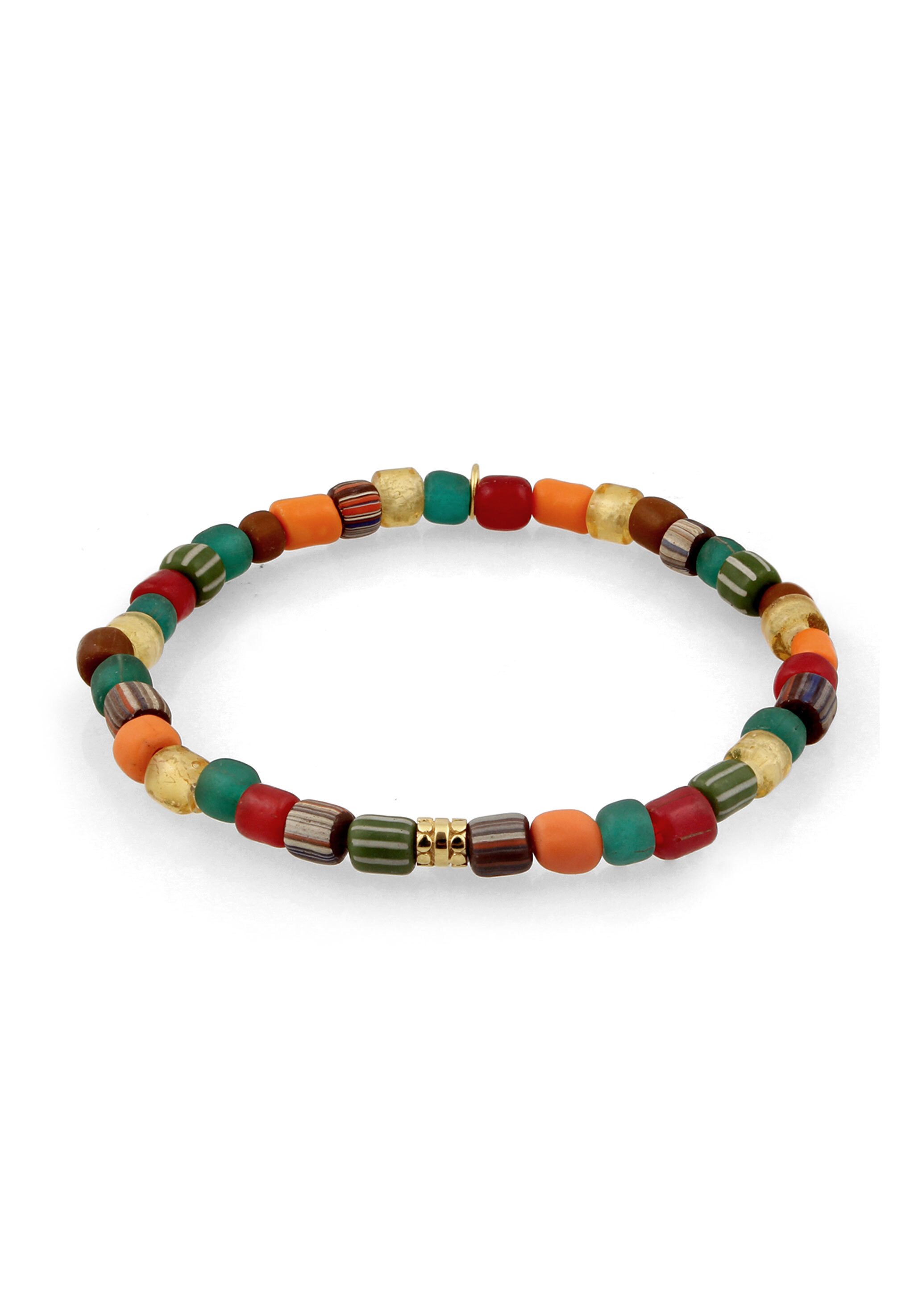Kuzzoi Bead-Armband-Set Glas Beads Orange Grün Vintage 925 Sterling Silber vergoldet