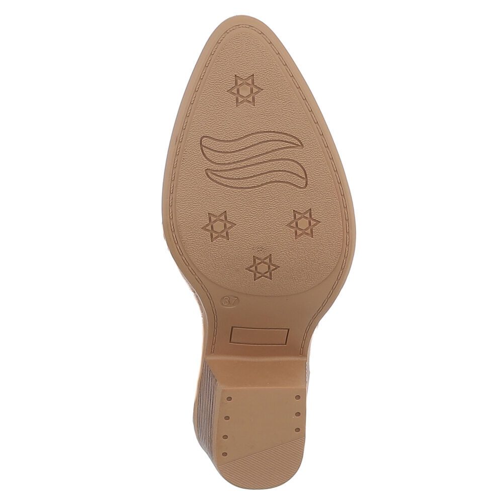 Ital-Design Damen Cowboyboots Western Westernstiefelette (88817500) Blockabsatz Stiefeletten in Hellbraun