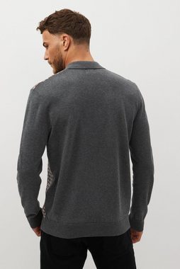 Next Polokragenpullover Durchgeknöpftes Strick-Polohemd mit Geomuster (1-tlg)