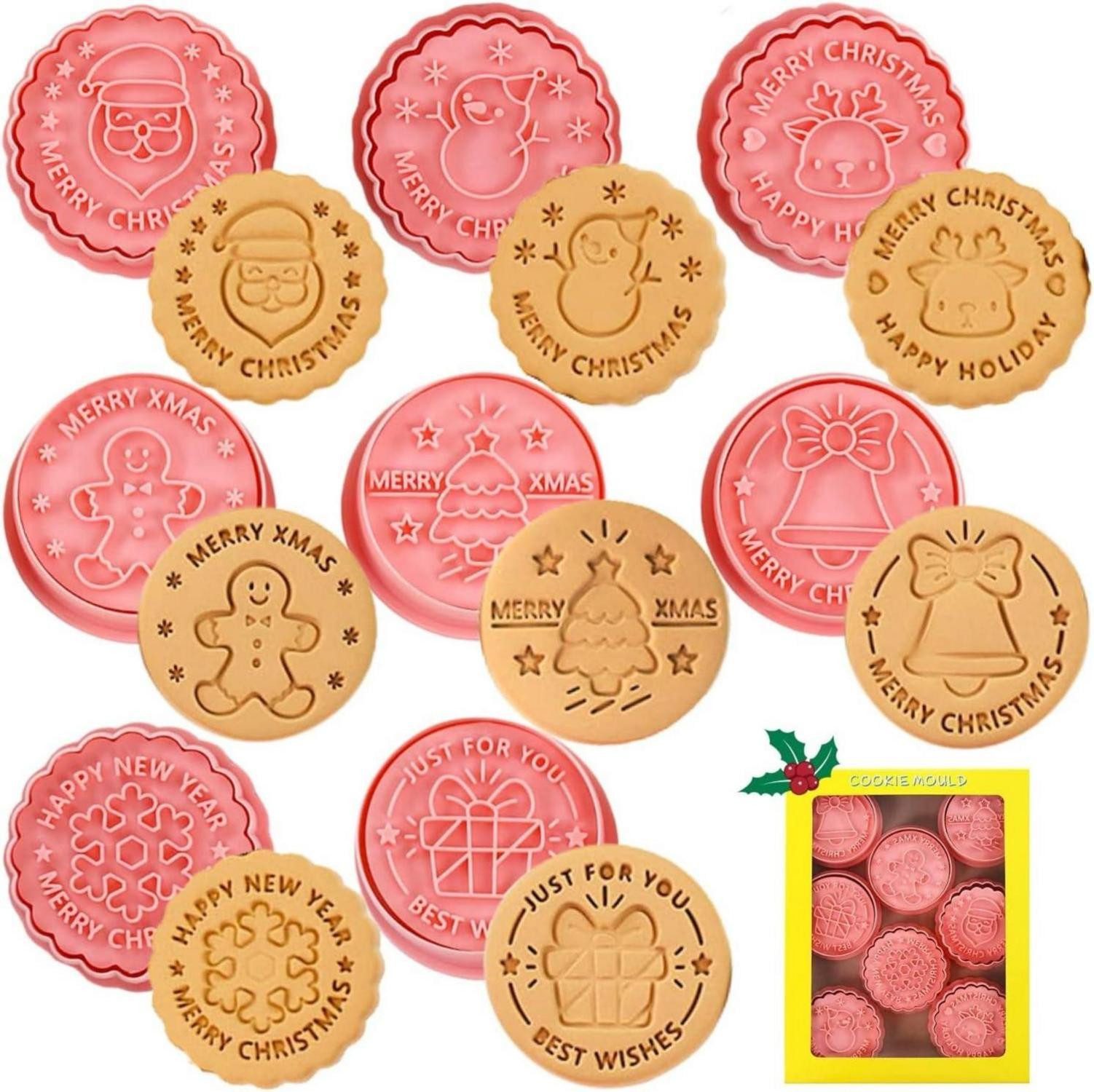 Back-Set Weihnachts-Ausstecher und Stempel Set – 8-teiliges Backformen-Set für